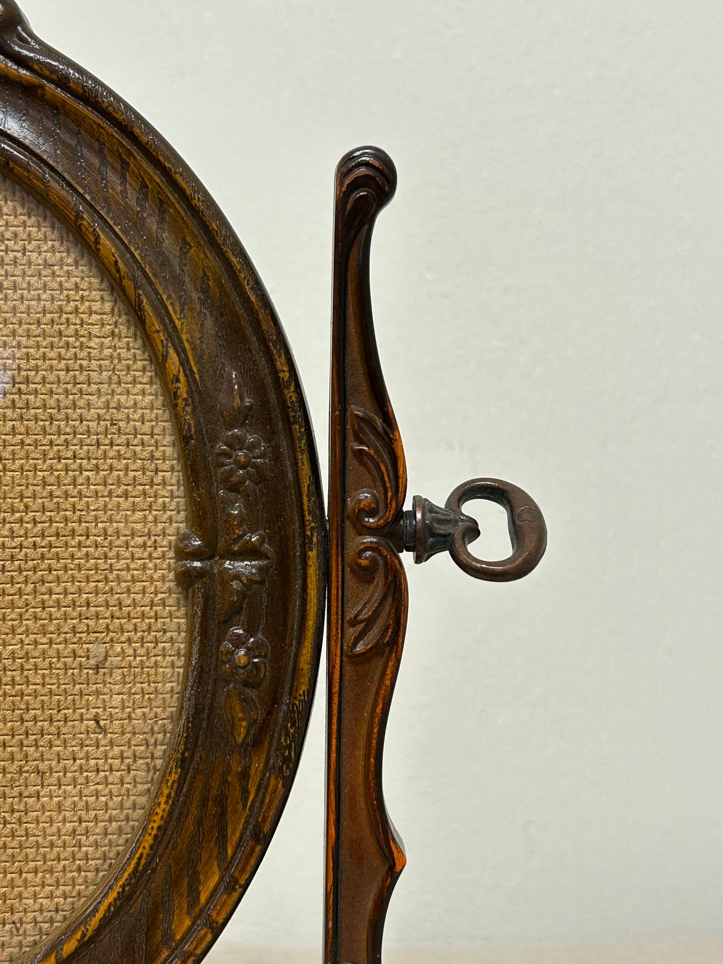 Antique Handcarved Swivel Wood Frame