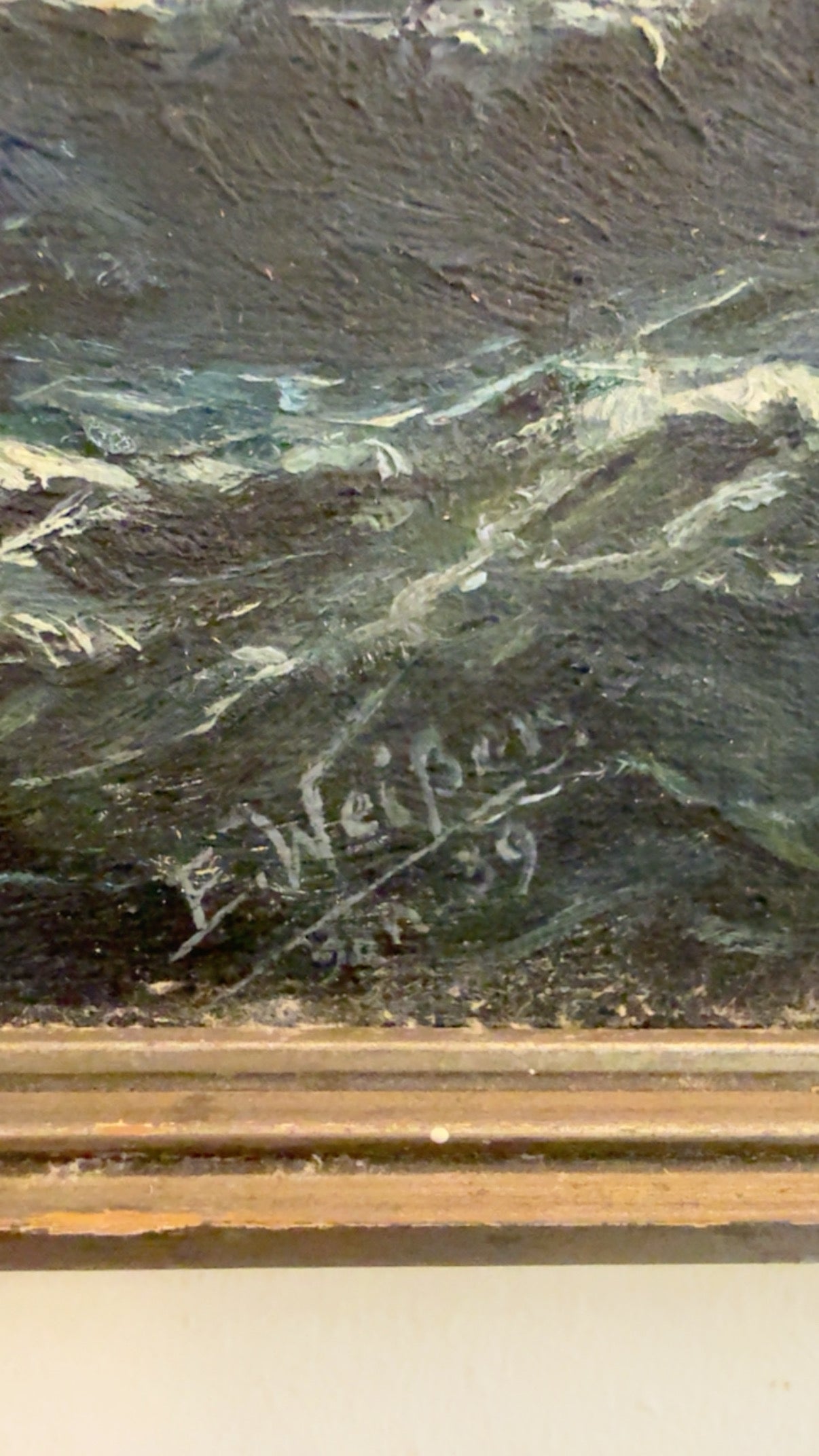 Original Oil Painting of Sail Ship, Dated 1939