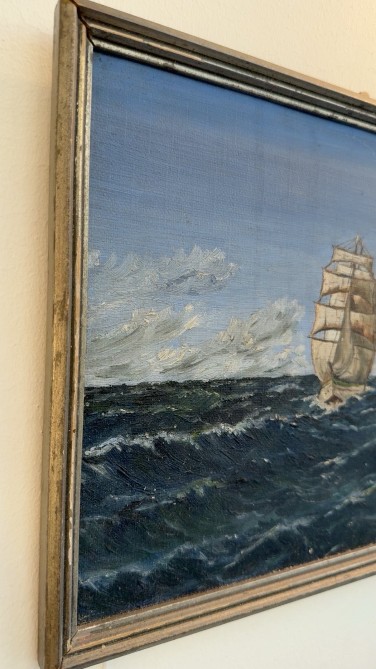 Original Oil Painting of Sail Ship, Dated 1939