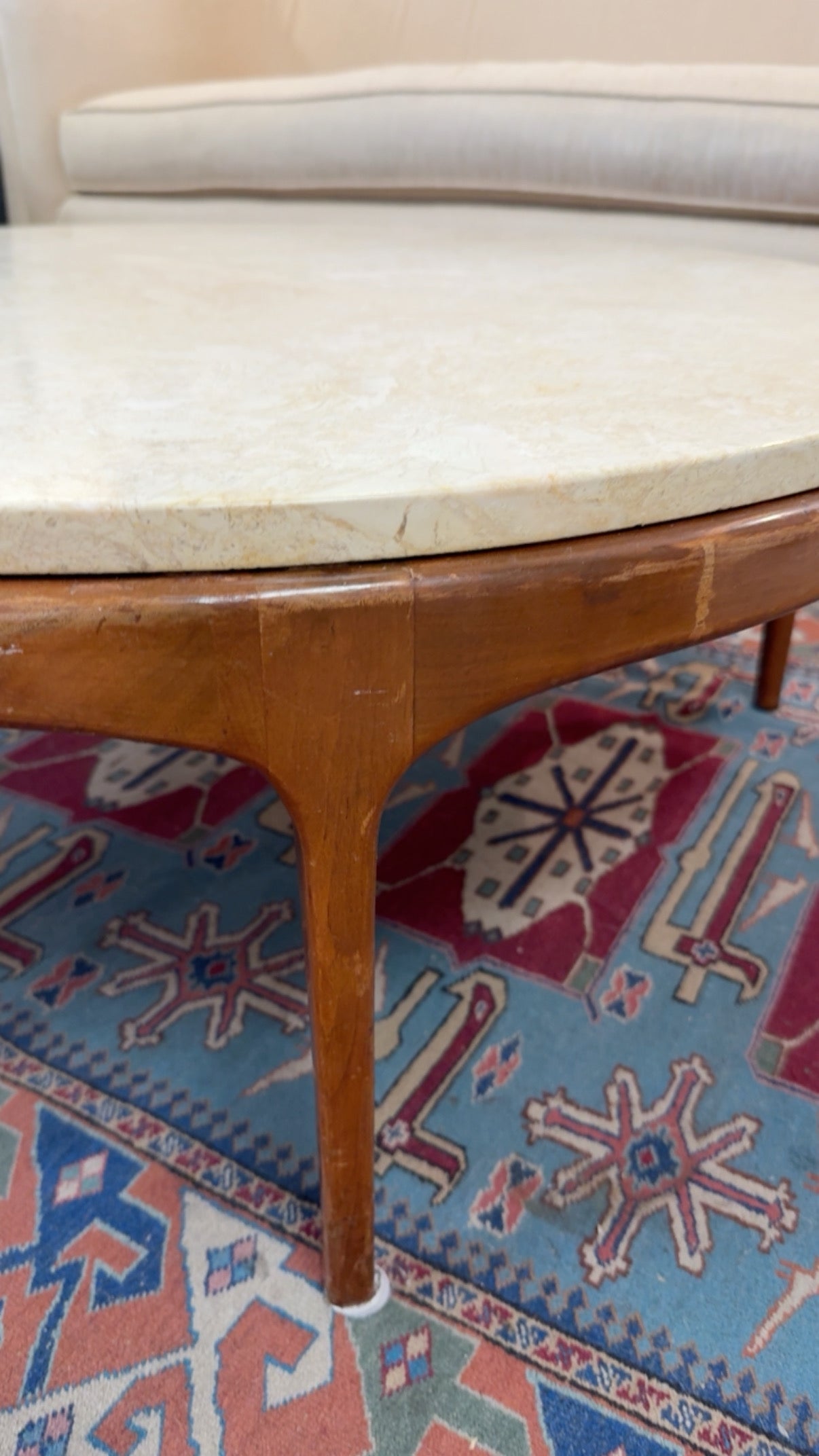 Mid-Century Modern Marble & Walnut Coffee Table | c. 1960s