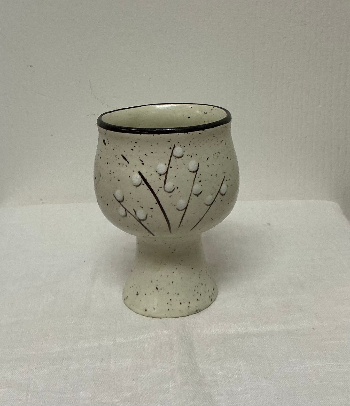 VINTAGE STONEWARE SPECKLED WINE GOBLETS