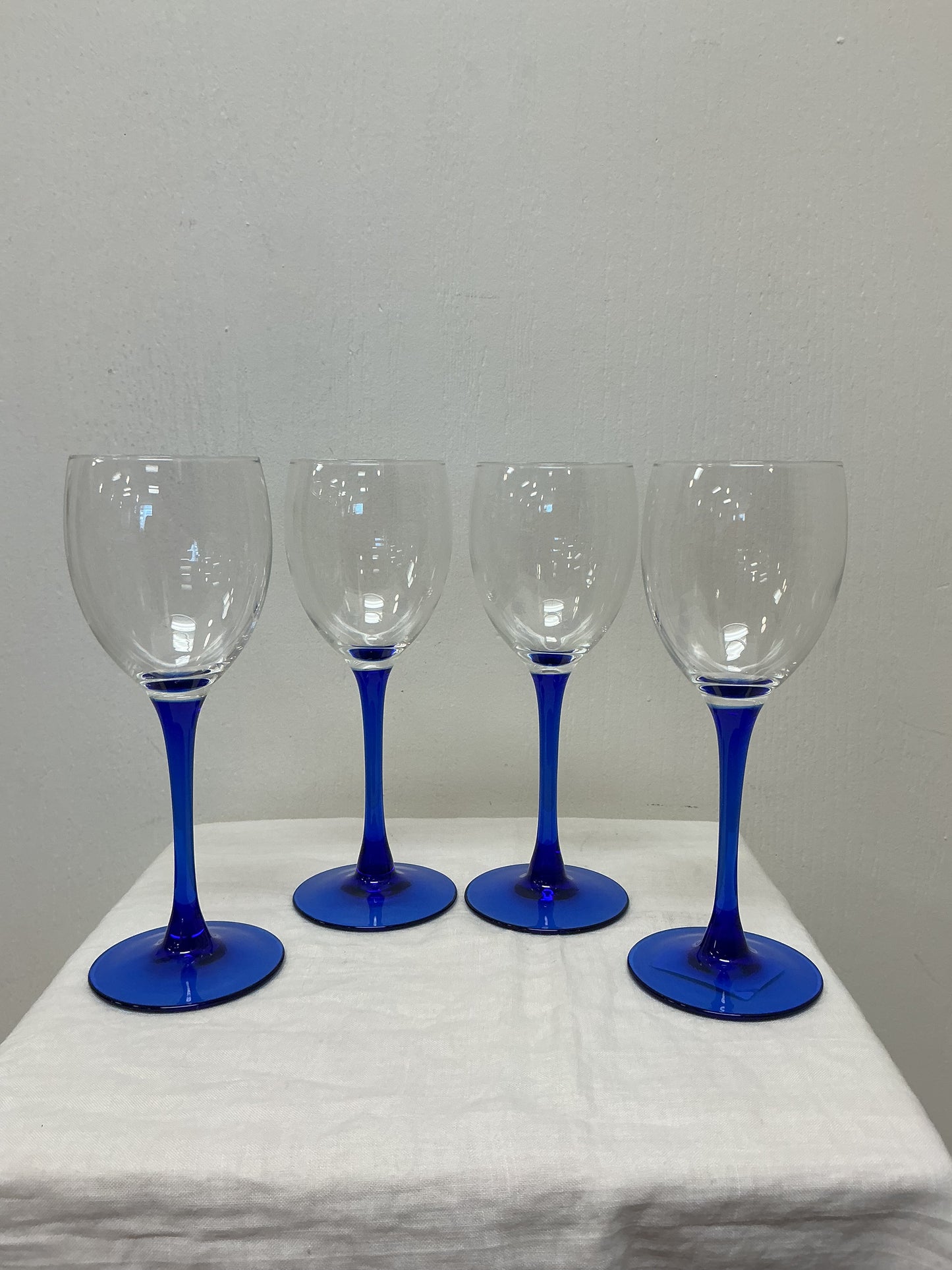 Vintage Luminarc Cobalt Blue Wine Glasses