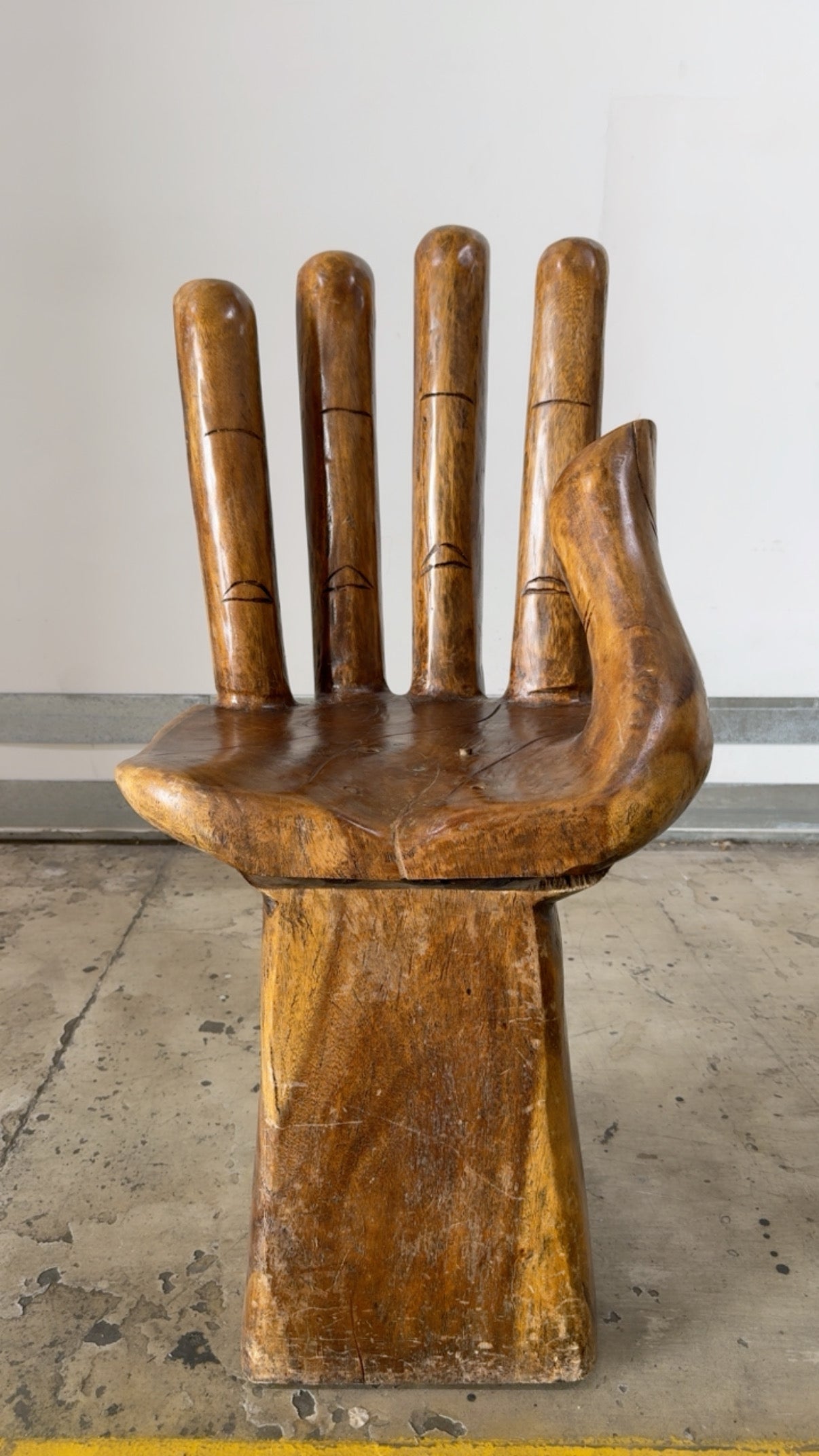 CIRCA 1970s UNIQUE HANDCARVED WOOD HAND CHAIRS