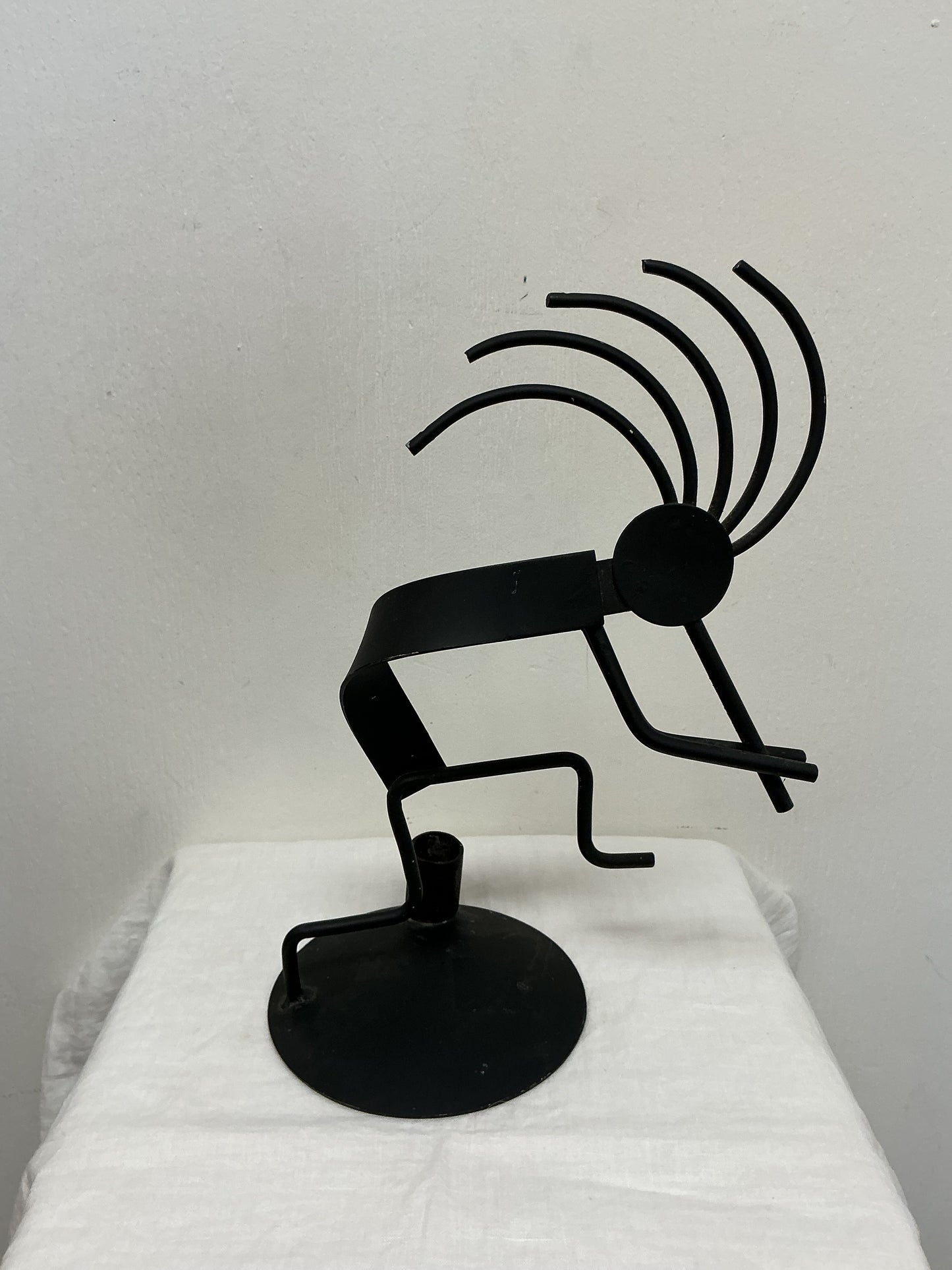Kokopelli Flute Dancing Metal Candle Holder