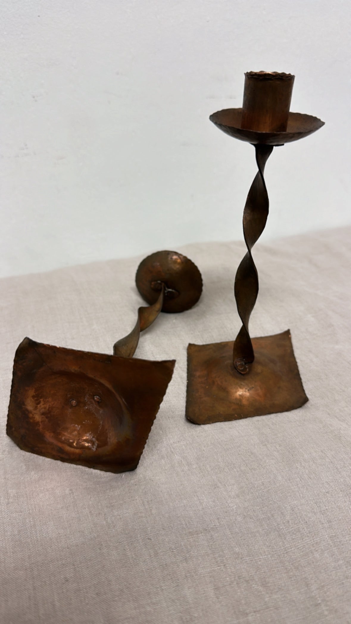 Vintage Twisty Copper Candle Sticks