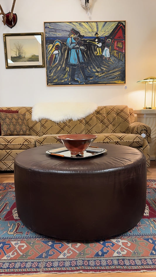 Large Leather Ottoman