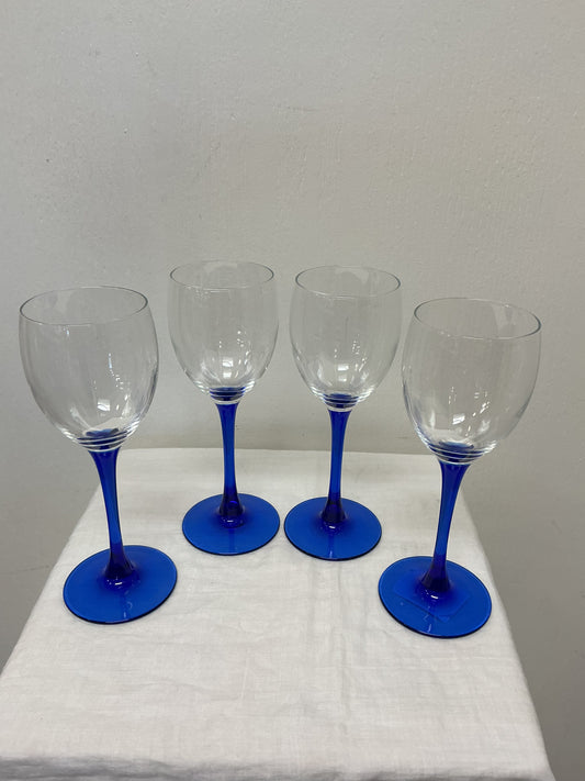 Vintage Luminarc Cobalt Blue Wine Glasses
