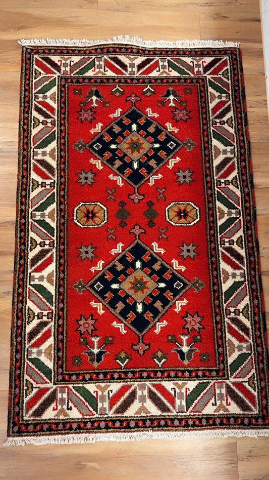 Vintage Royal Kazak Tribal Geometric Runner