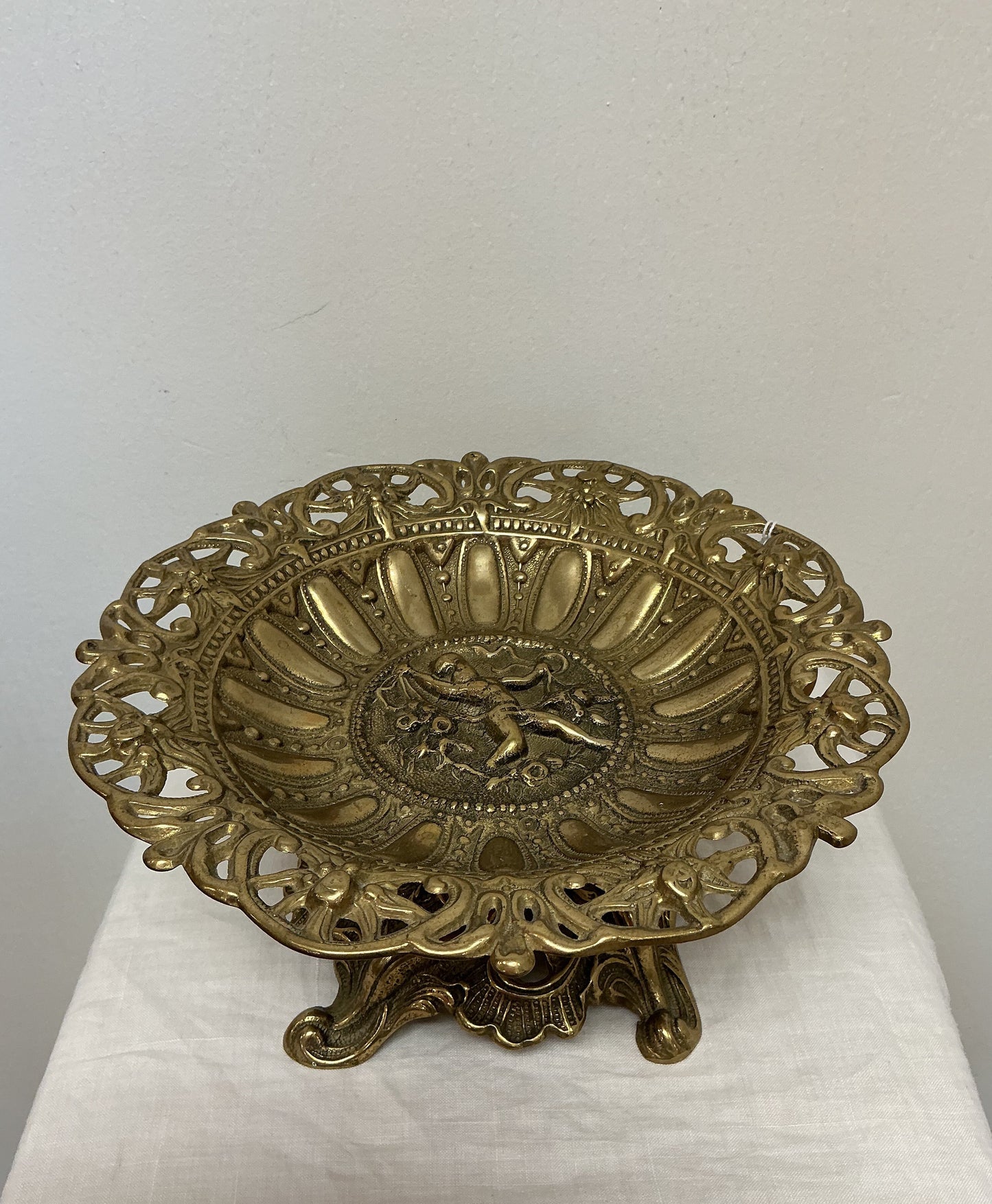 Italian Brass Cherub Footed Bowl