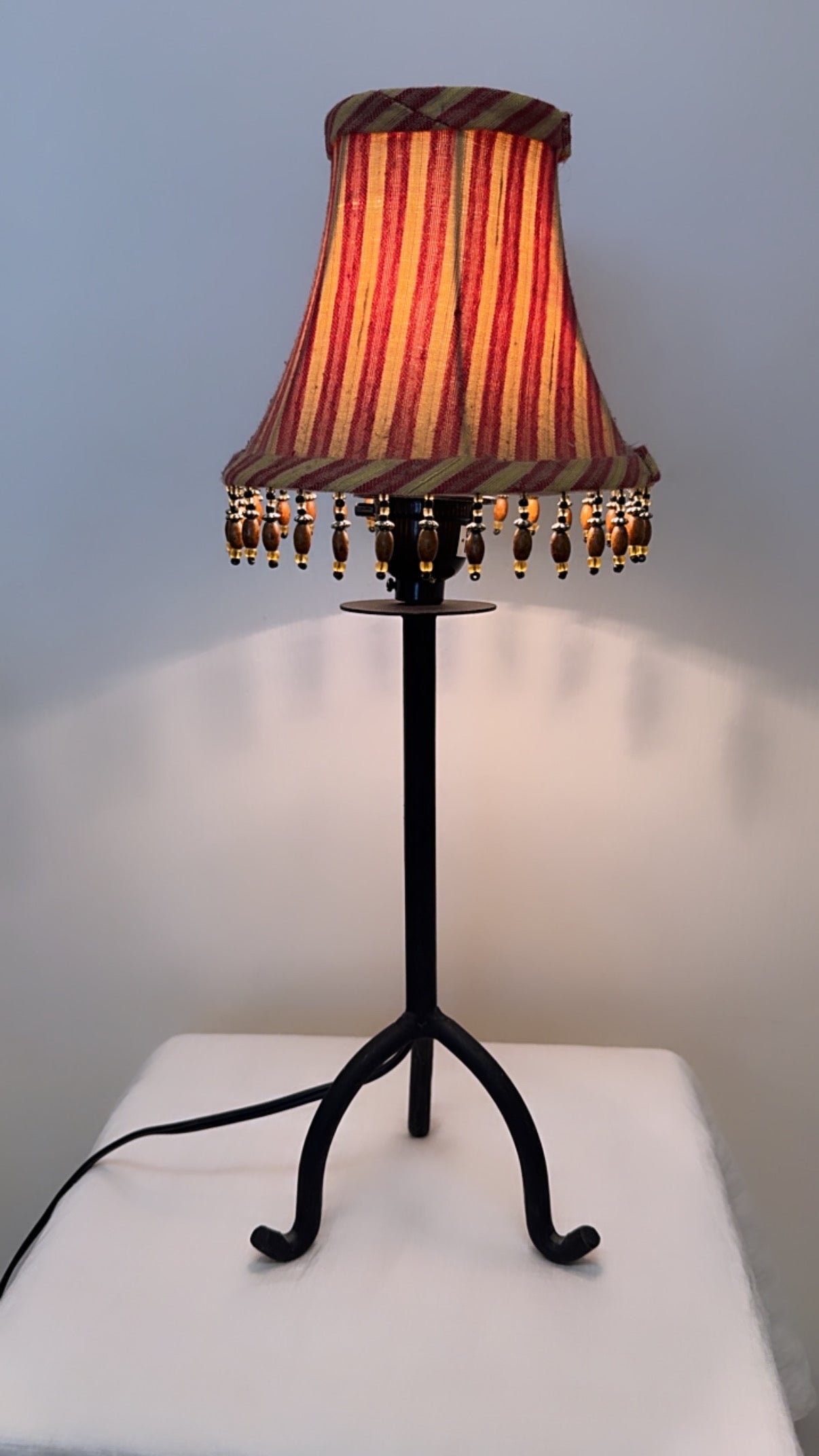 Vintage Table Lamp with Beaded Fringe Shade