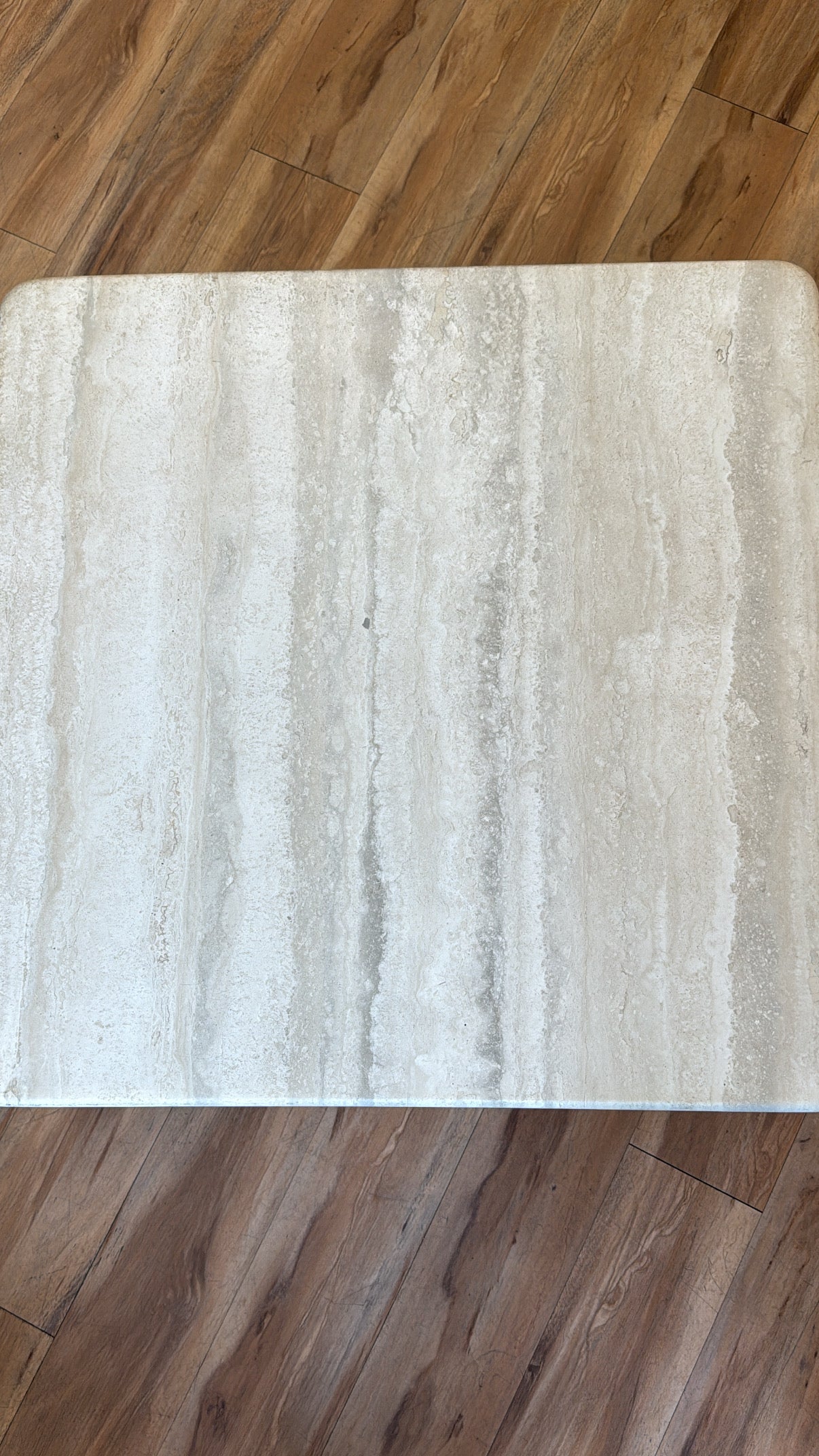 Vintage Italian Travertine Square Coffee Table / Side Table