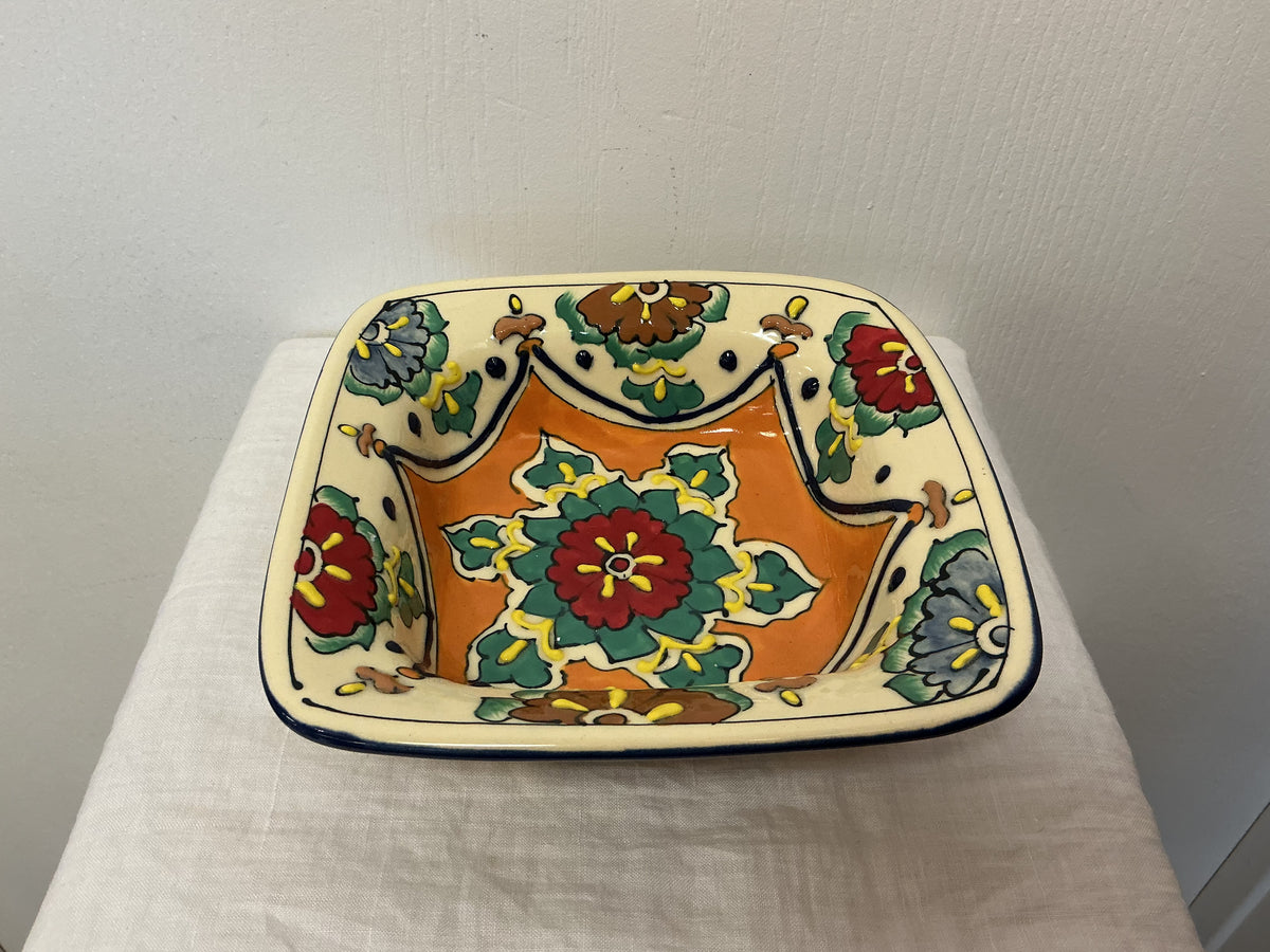 Hand-painted Ceramic Square Bowl