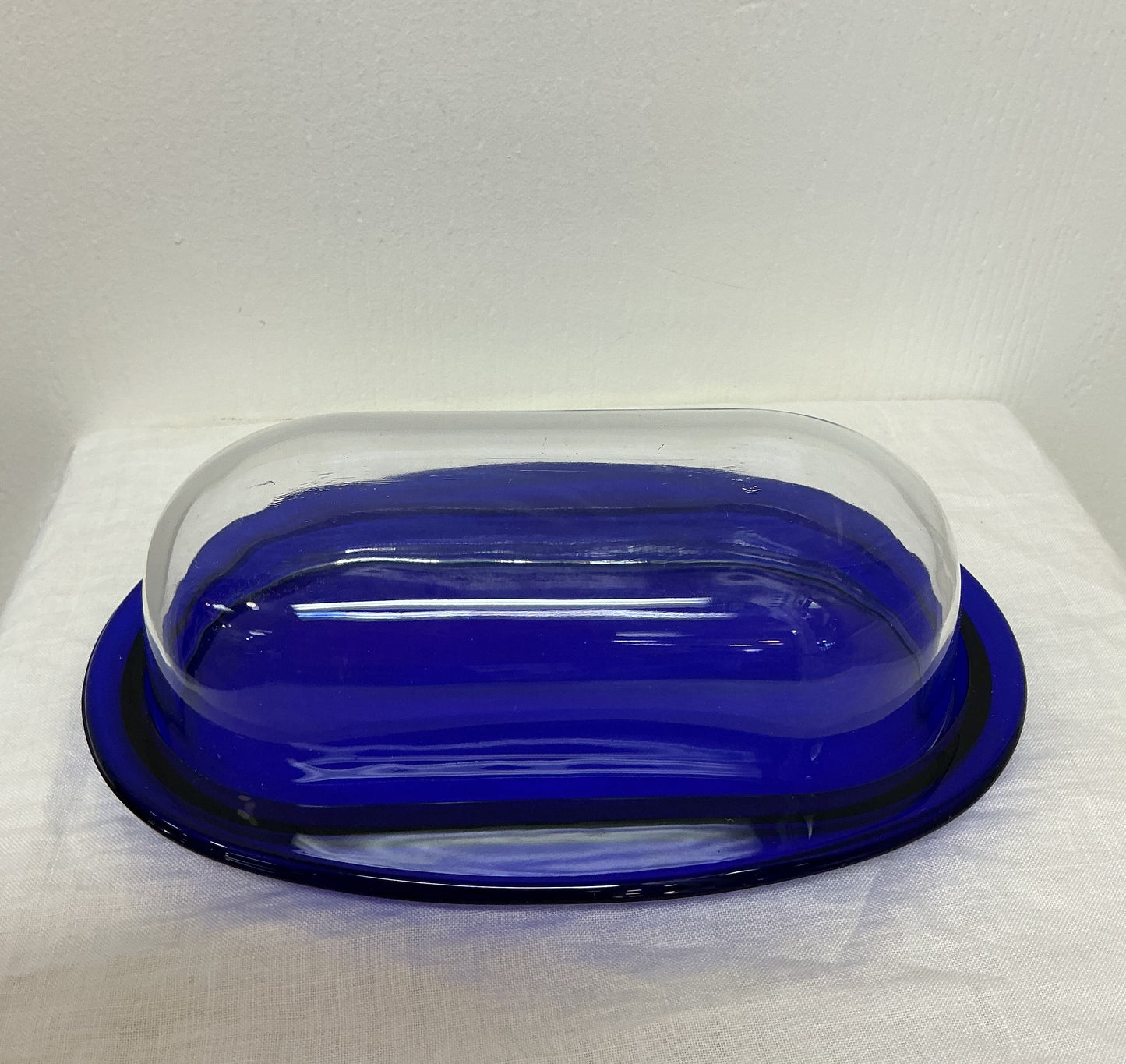 Cobalt Blue Glass Butter Dish
