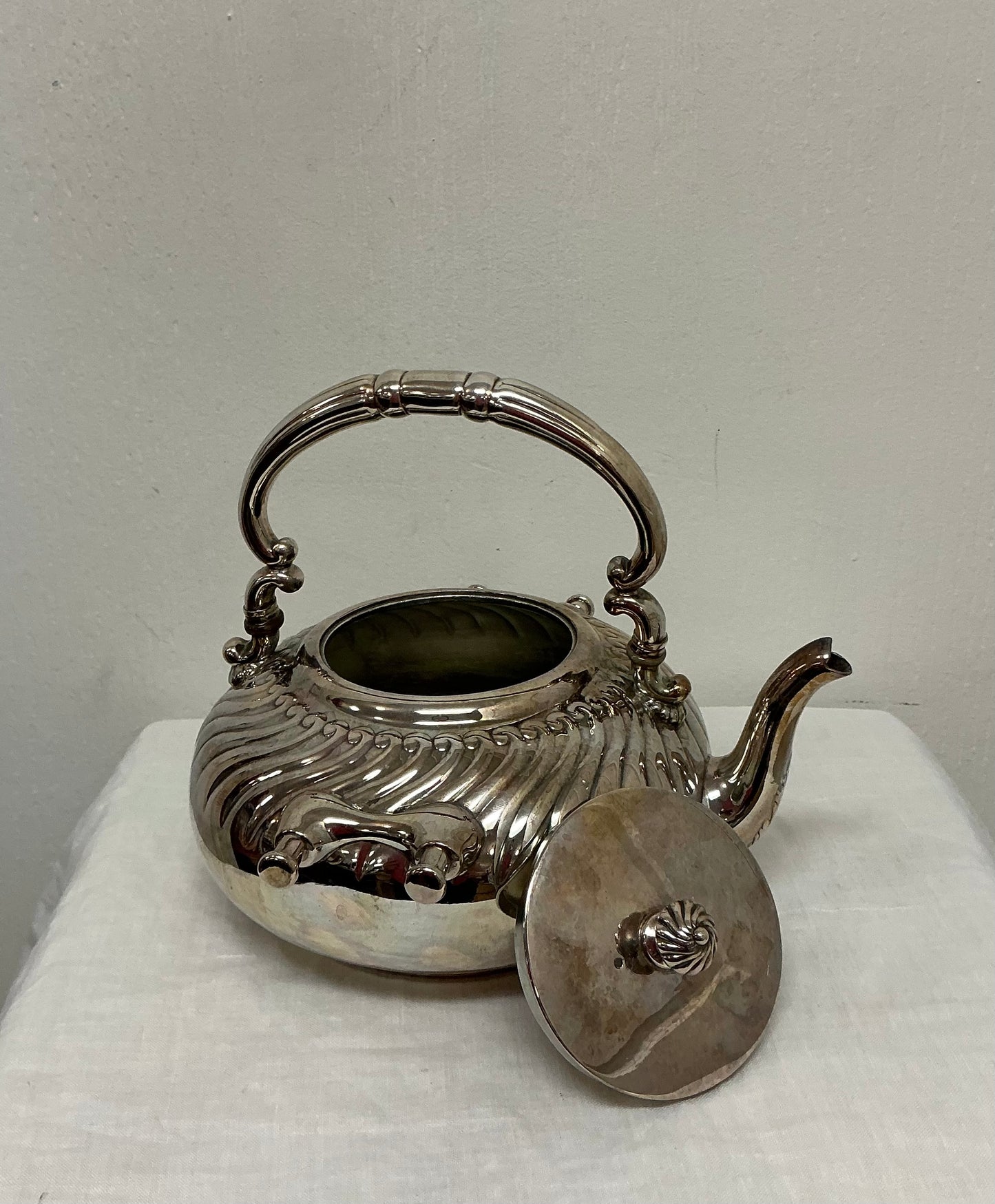 Antique Silver-Plated Tipping Teapot / Spirit Kettle