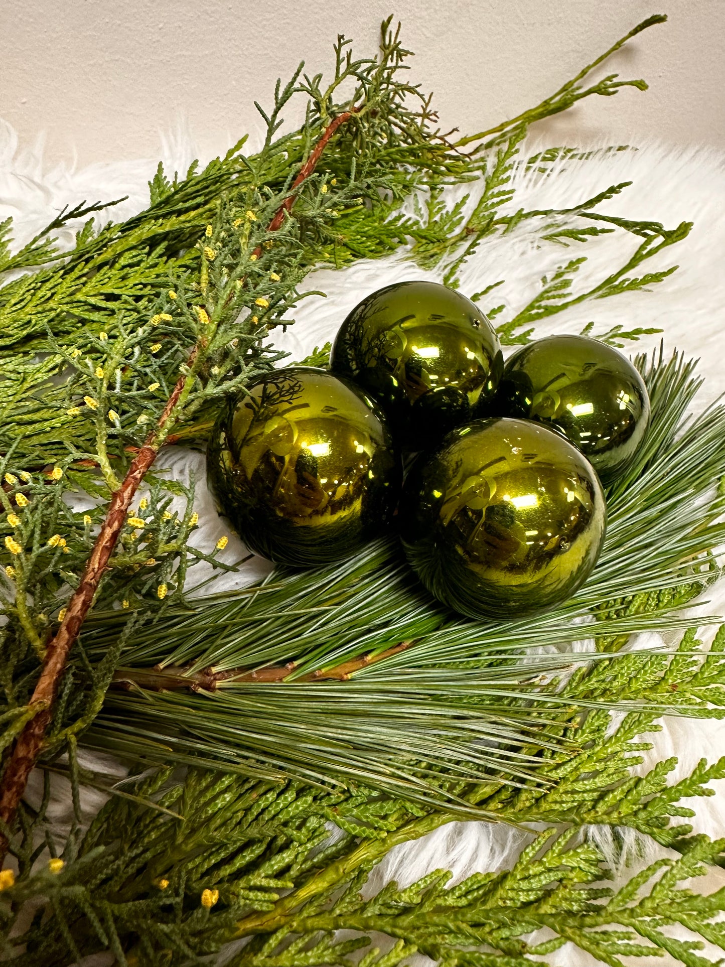 Olive Green Glass Ornaments