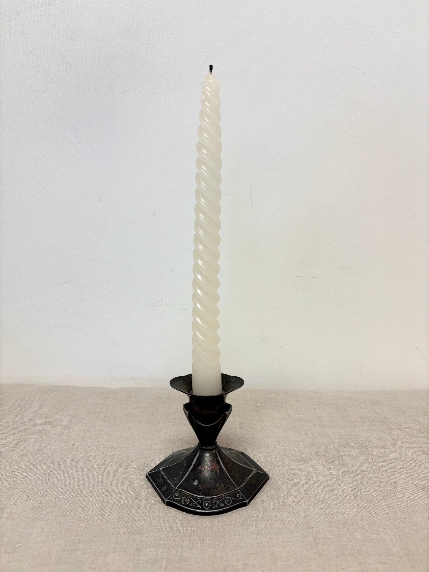 Antique Pewter Candle Holder