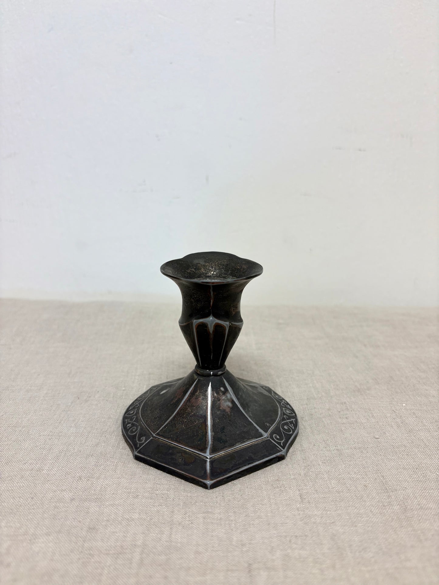 Antique Pewter Candle Holder
