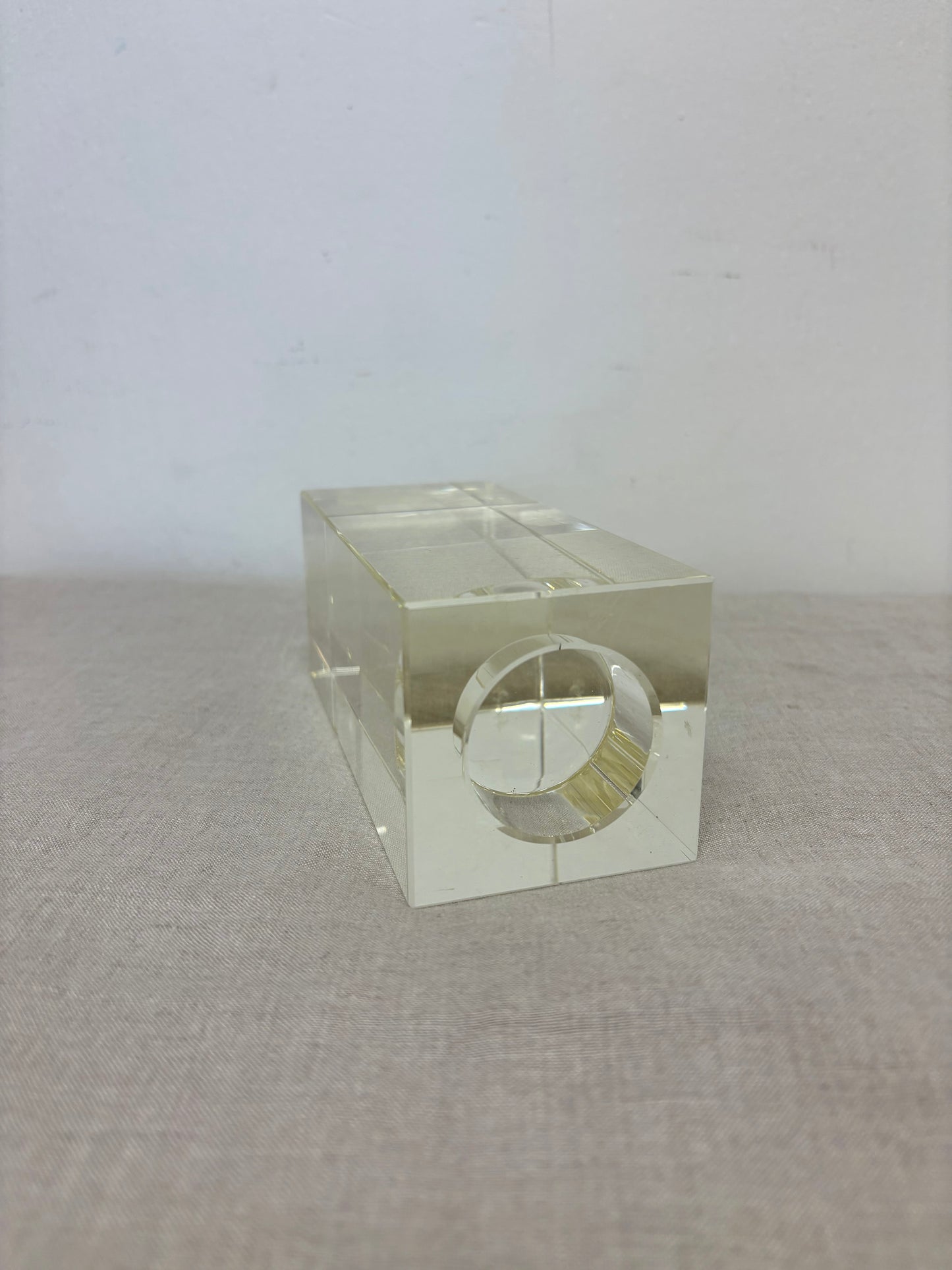 Crystal Clear Pillar Cube Candle Holder