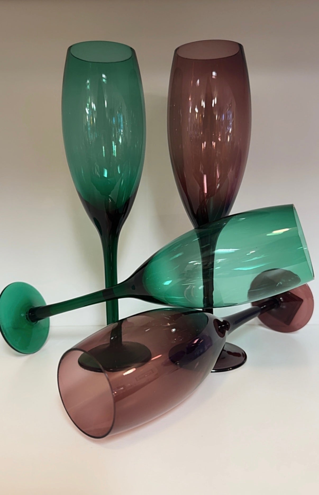 Vintage Two-Tone Champagne Flutes