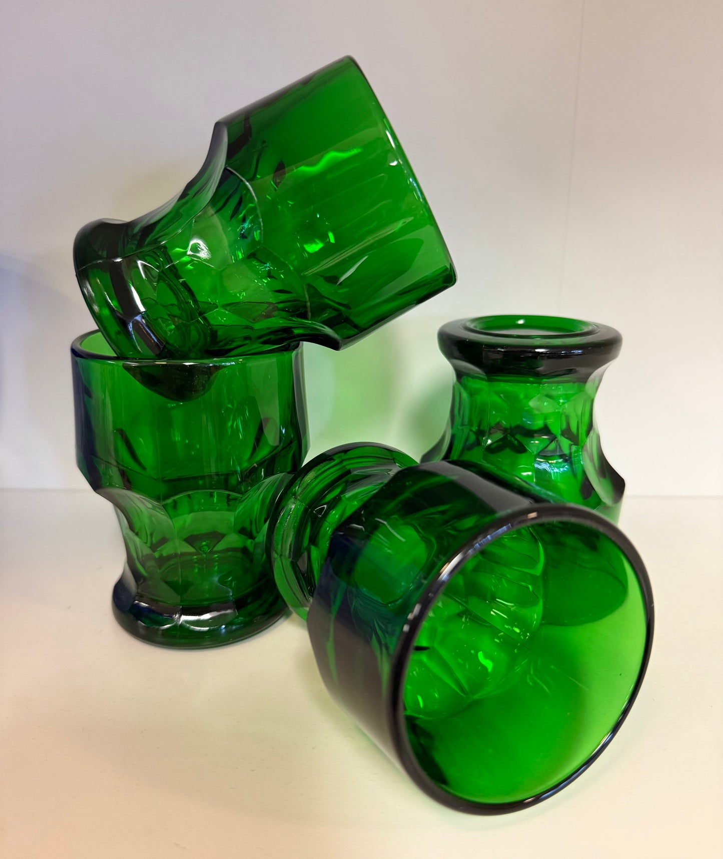Vintage 1960s–70s Italian Emerald Green Carafe & Tumblers Set