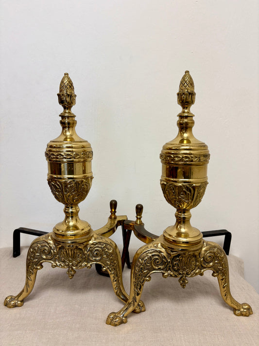 Antique Pair of Fireplace Andrions