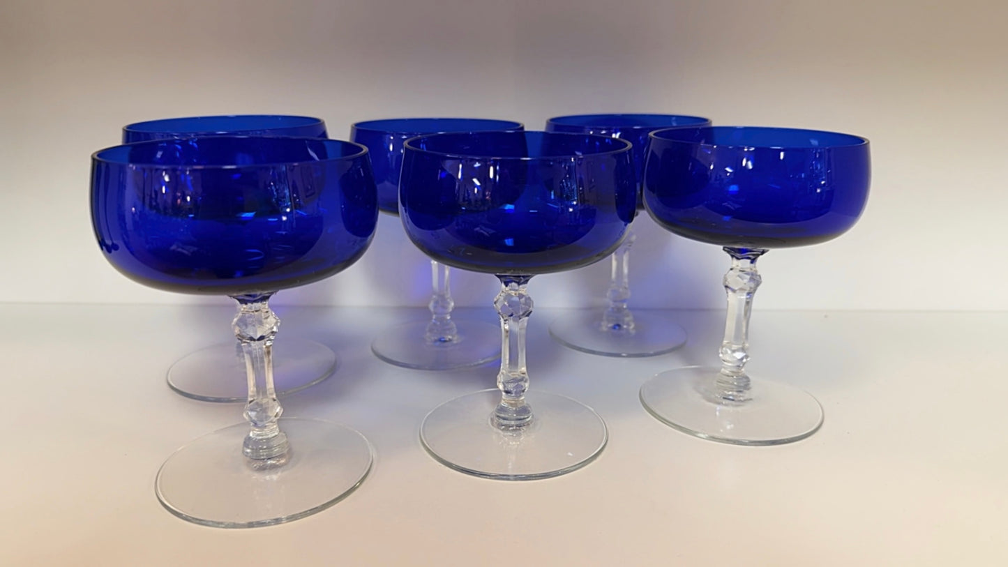 Rare Cobalt Blue Champagne Glasses