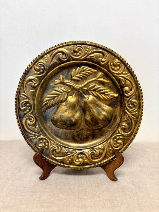 Embossed Round Copper Fruit Plaque