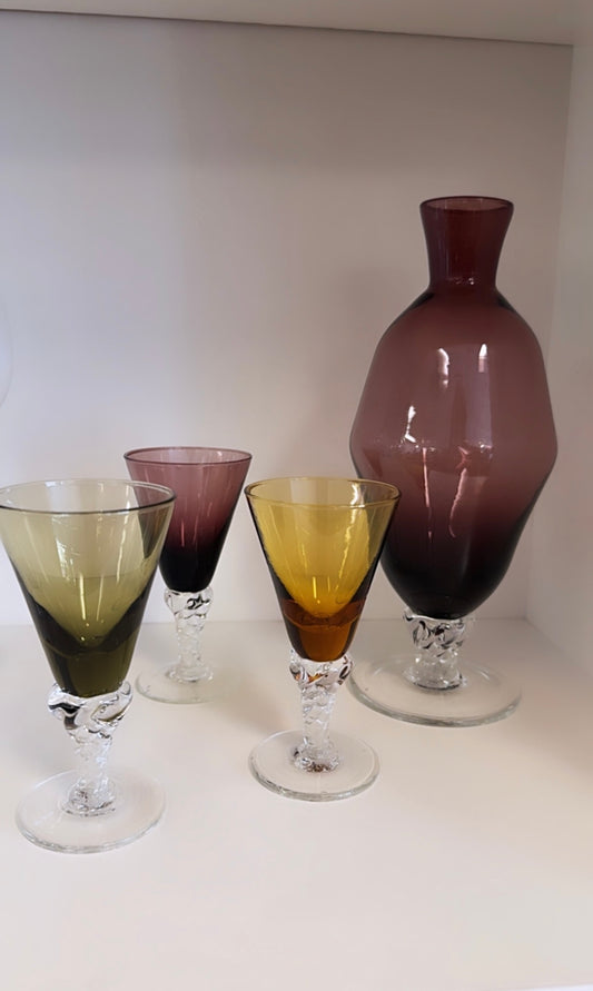 1960s Empoli Italian Glass Liqueur Set