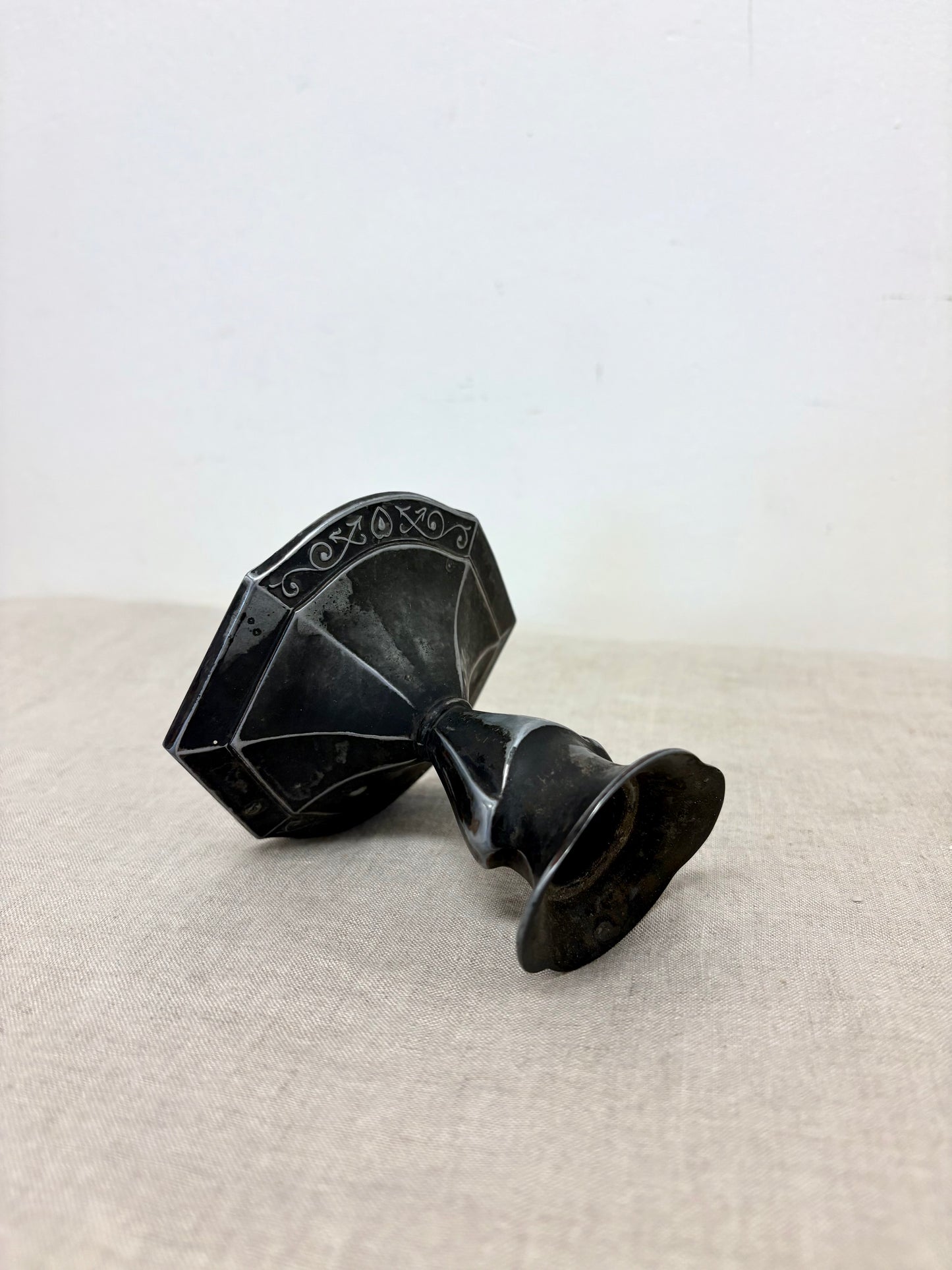 Antique Pewter Candle Holder