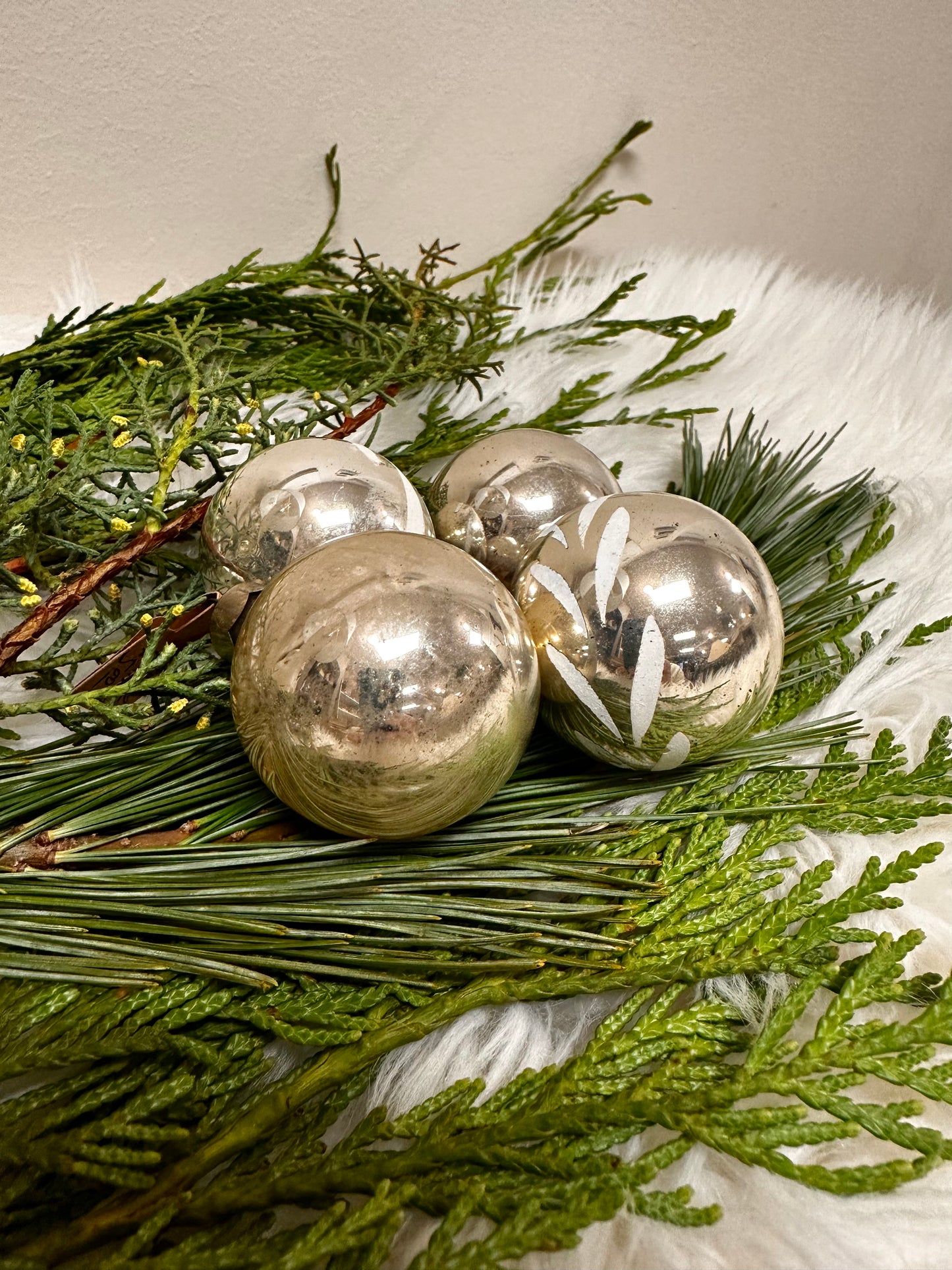 Small Silver Glass Vintage Ornaments