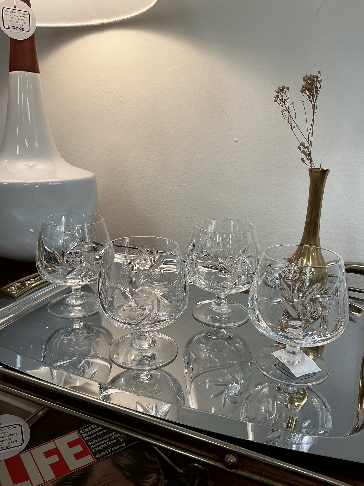 Vintage Pinwheel Crystal Brandy Snifters