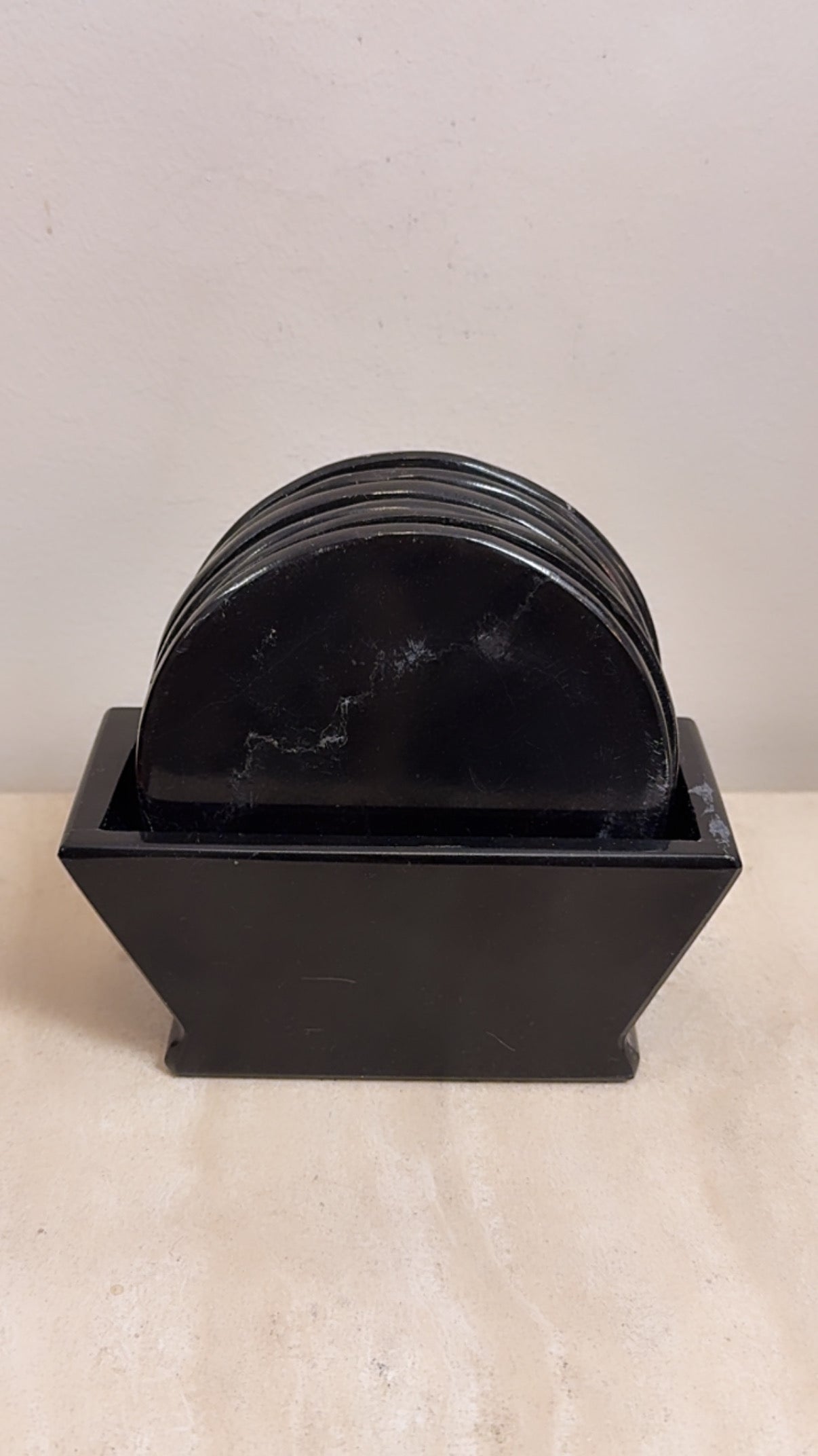Vintage Black Marble Coaster Set