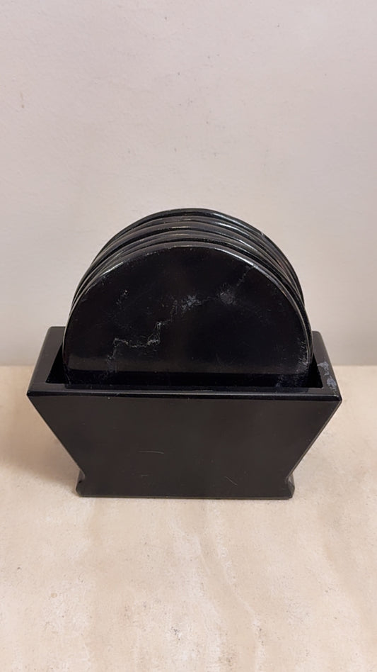 Vintage Black Marble Coaster Set
