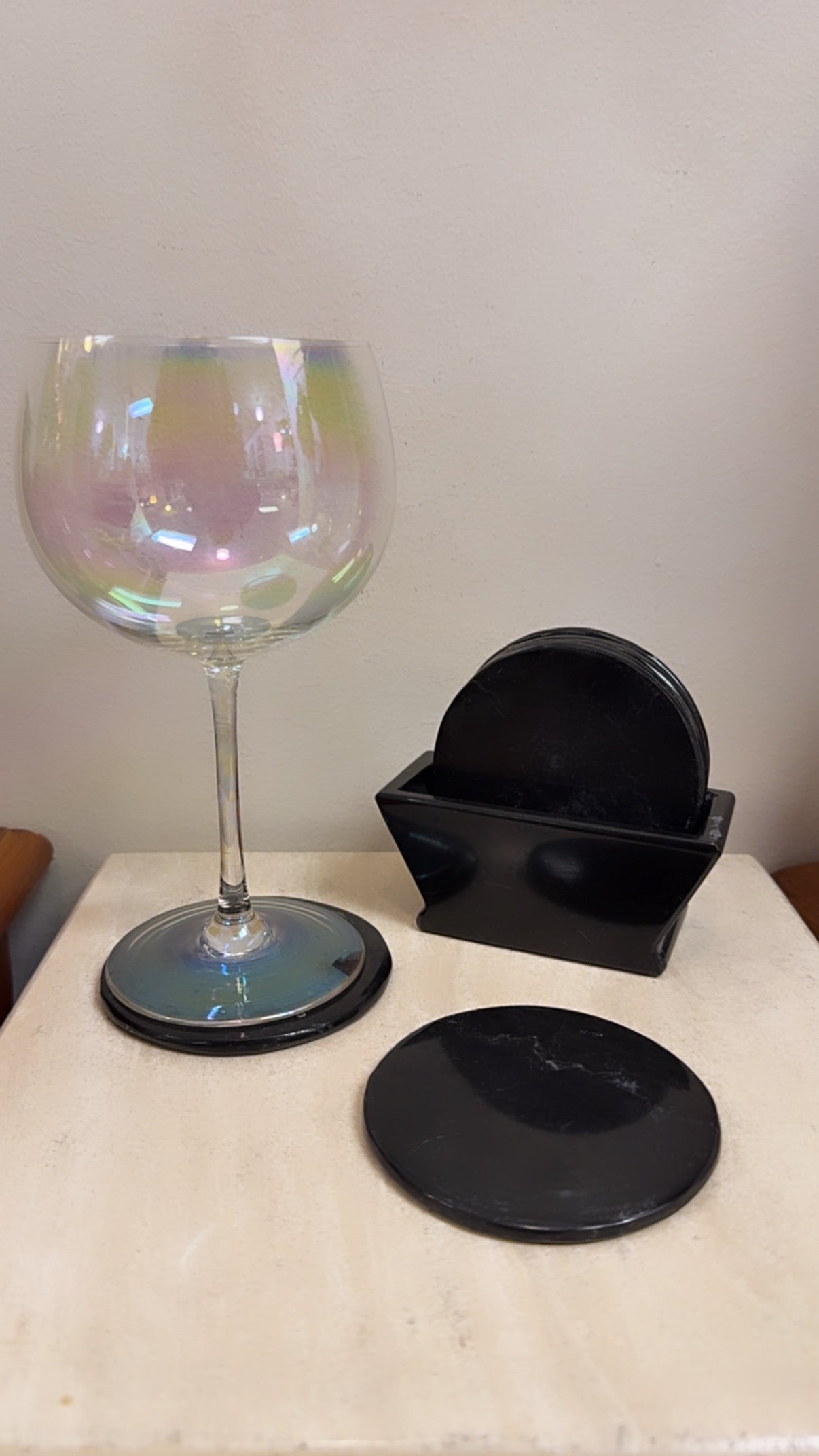 Vintage Black Marble Coaster Set