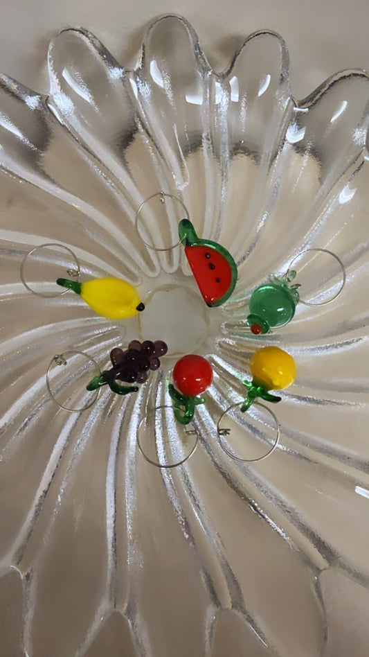 Vintage Glass Blown Wine Glass Fruit Charms