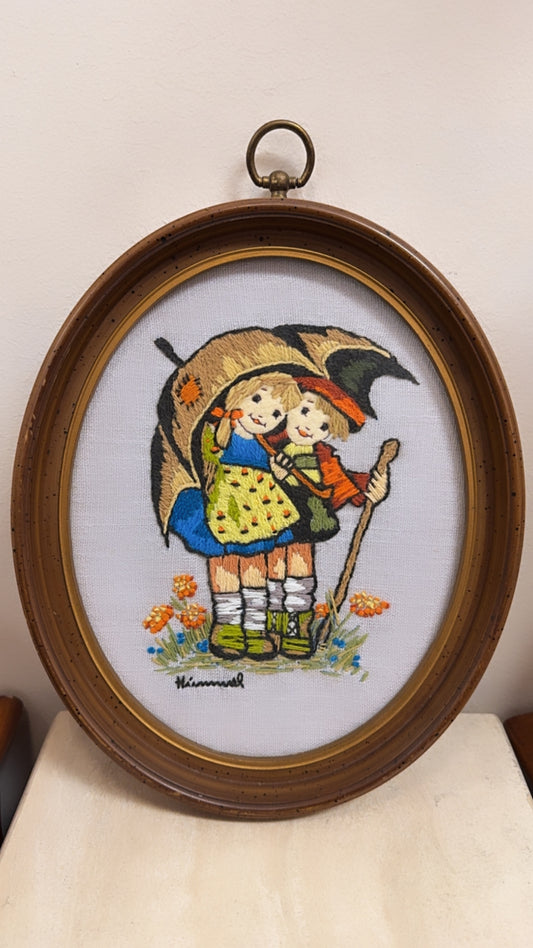 Hummel Needlework Embroidered Crewel Wall Art