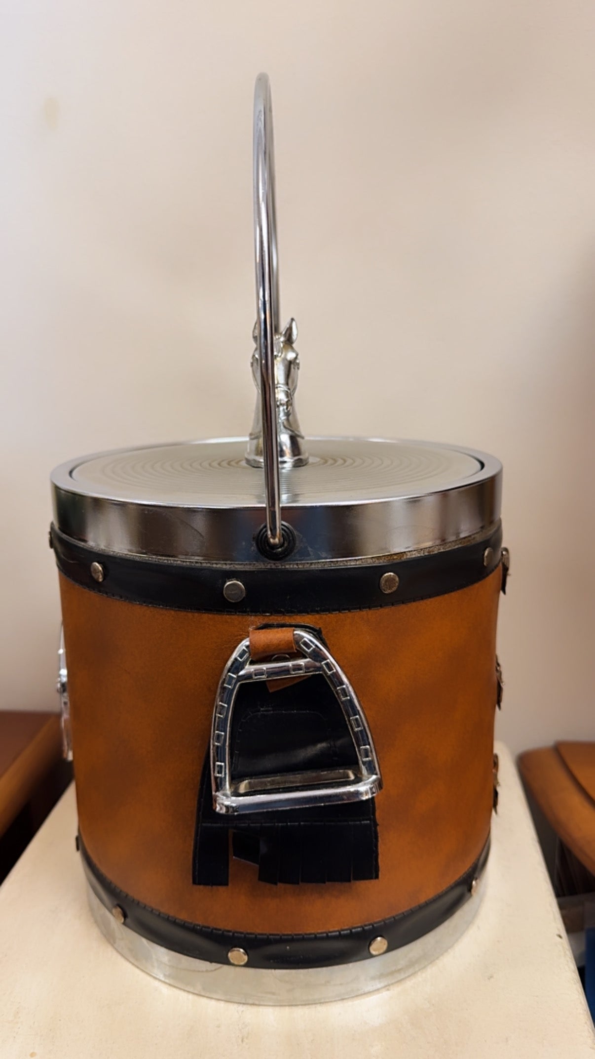 Vintage 1970s Equestrian Horse Themed Ice Bucket