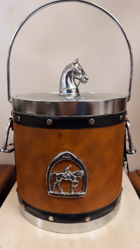 Vintage 1970s Equestrian Horse Themed Ice Bucket