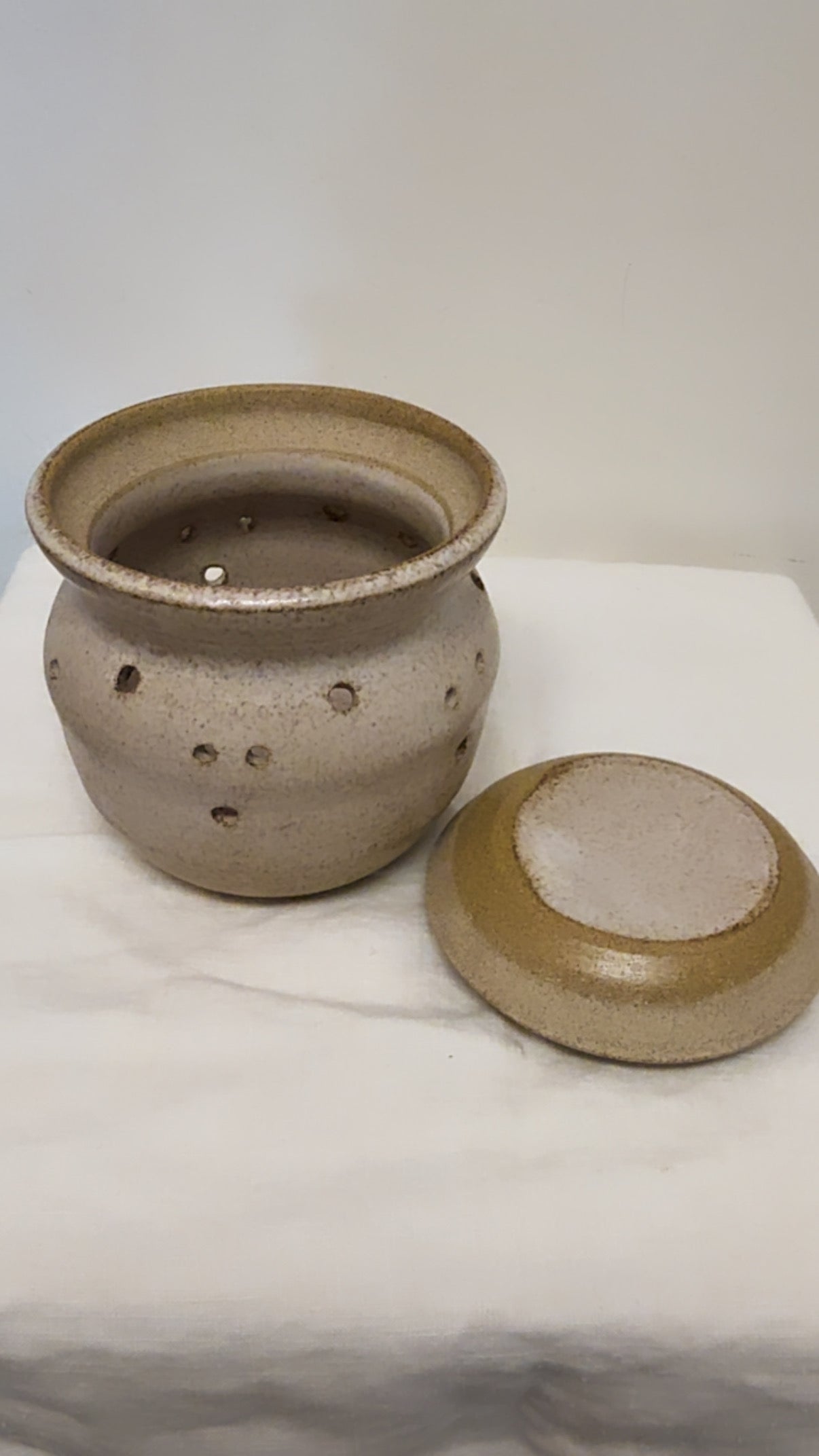 Vintage Stoneware Garlic Keeper