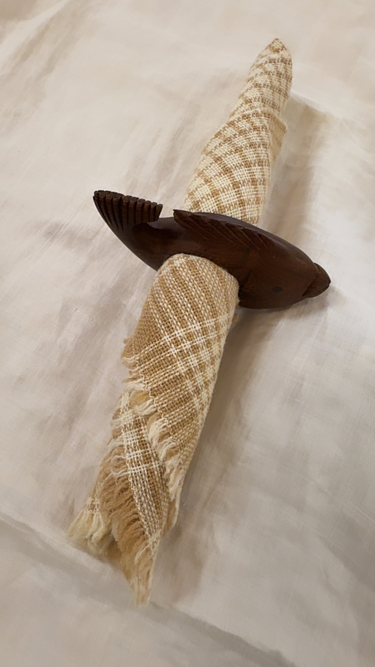Vintage Carved Wooden Fish 
Napkin Rings
