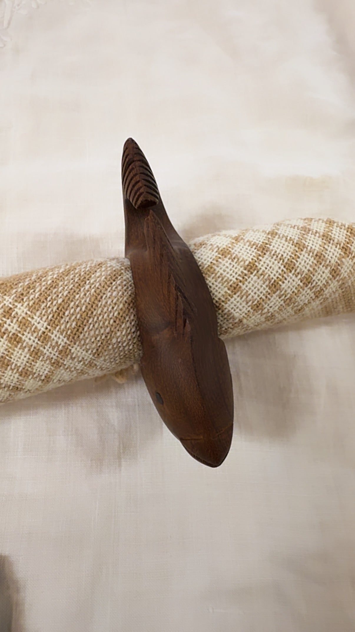 Vintage Carved Wooden Fish 
Napkin Rings