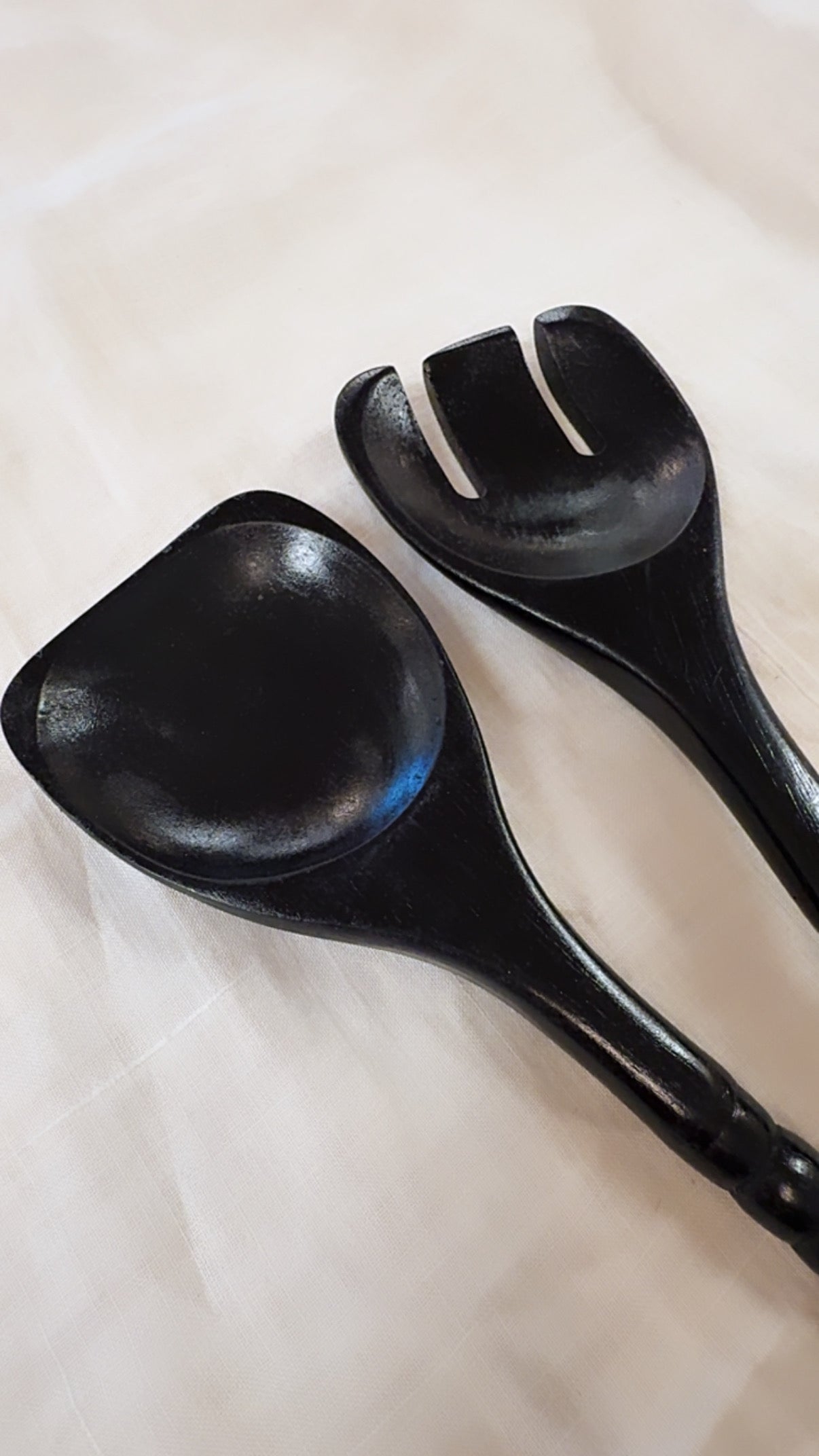 Wood Salad Tongs - Black