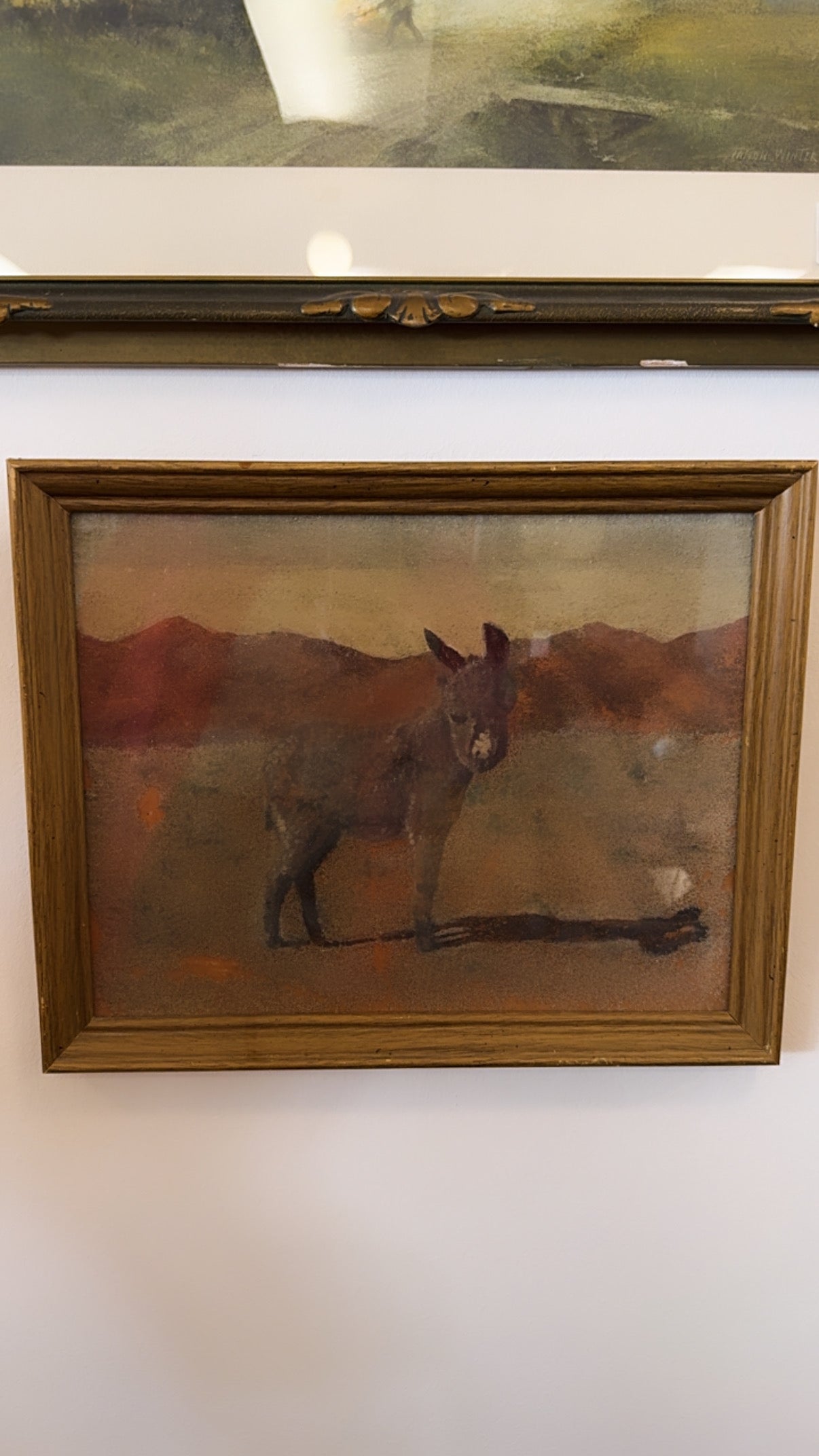 40s-50s Navajo Sand “Donkey in the Desert” Framed Painting