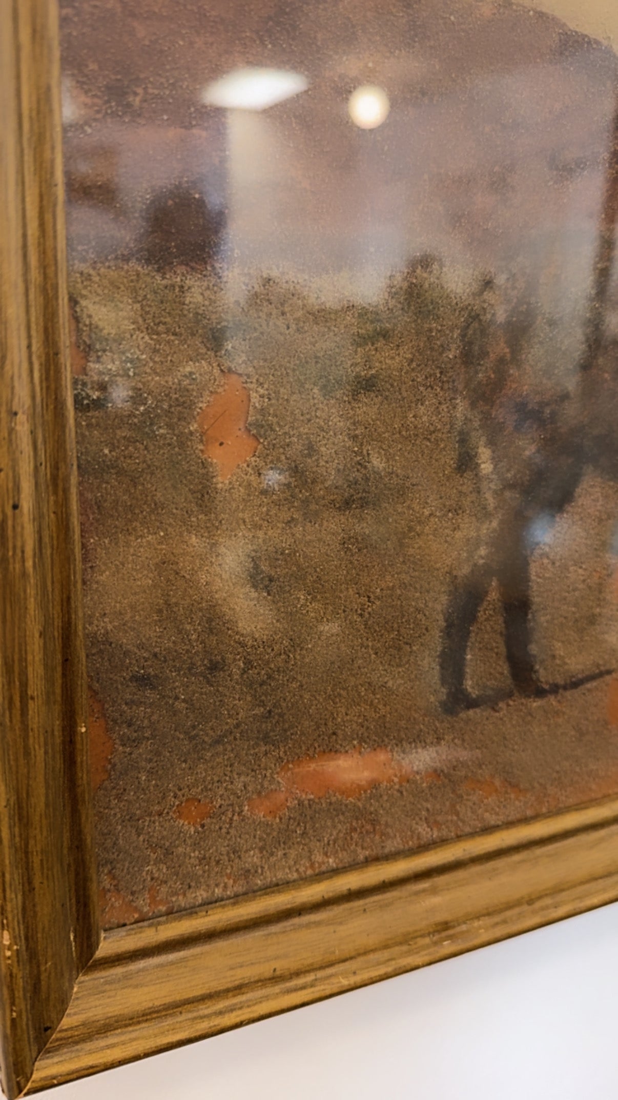 40s-50s Navajo Sand “Donkey in the Desert” Framed Painting