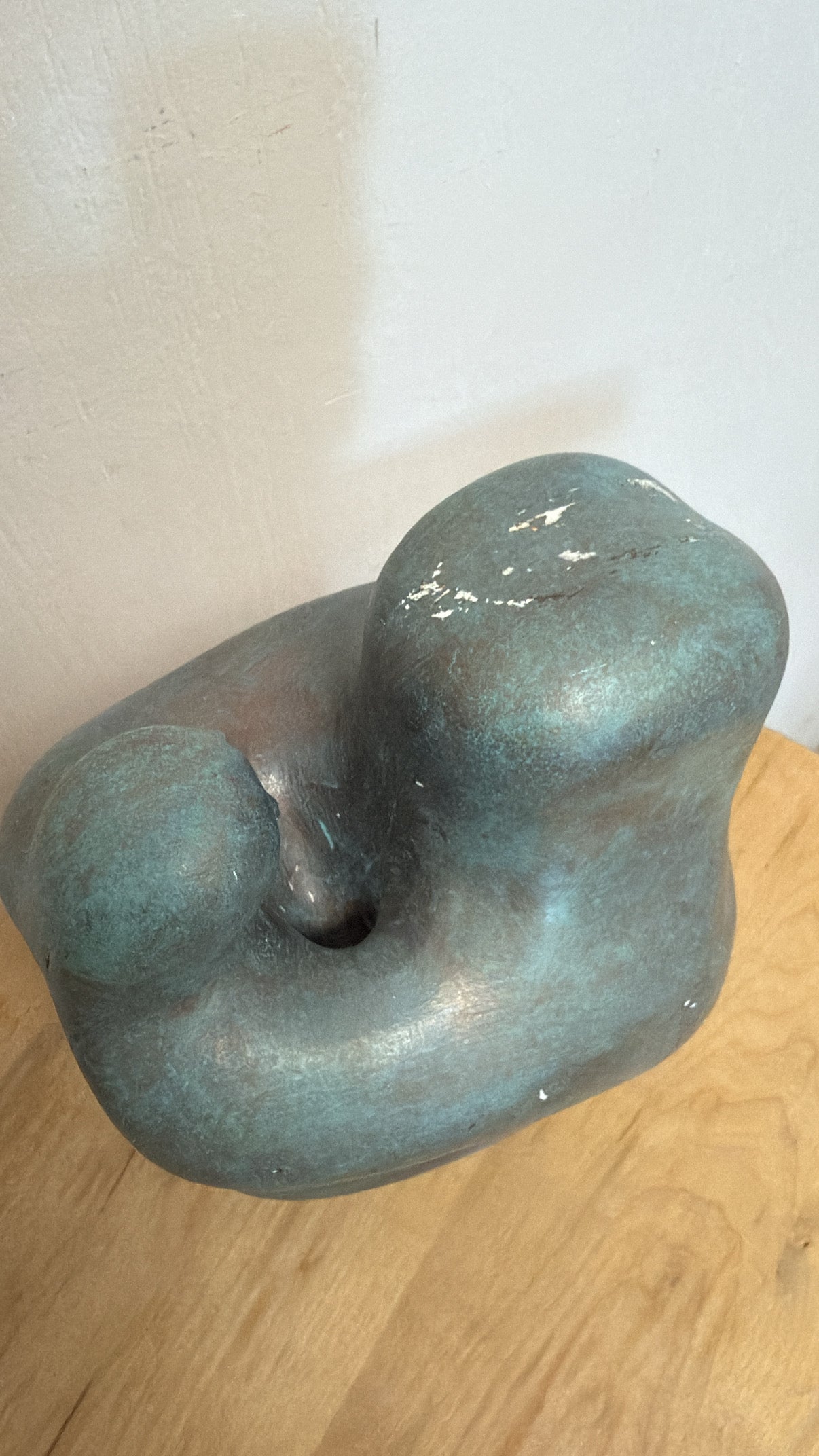 Vintage Abstract Ceramic Sculpture of Embracing Figures