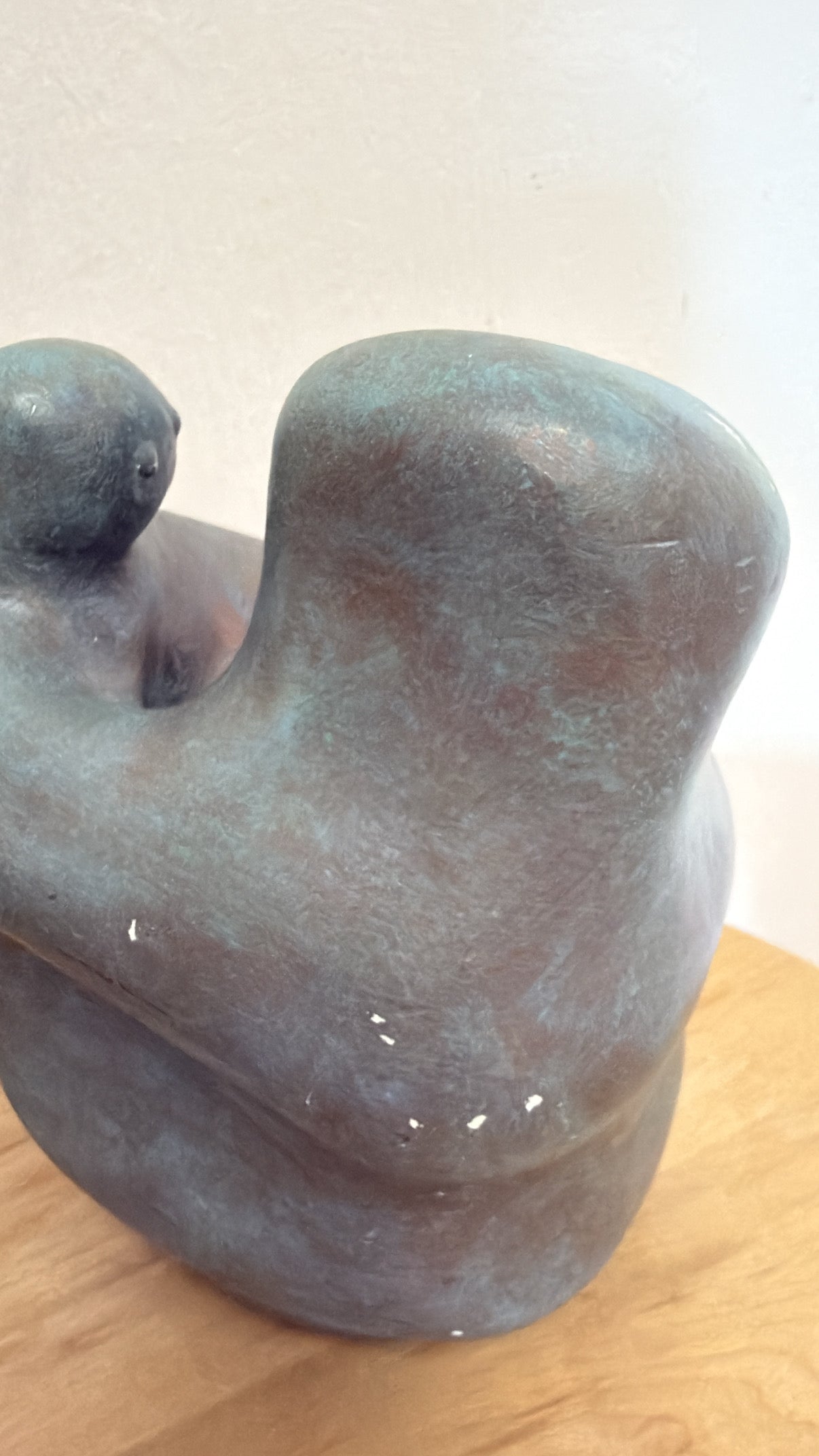Vintage Abstract Ceramic Sculpture of Embracing Figures