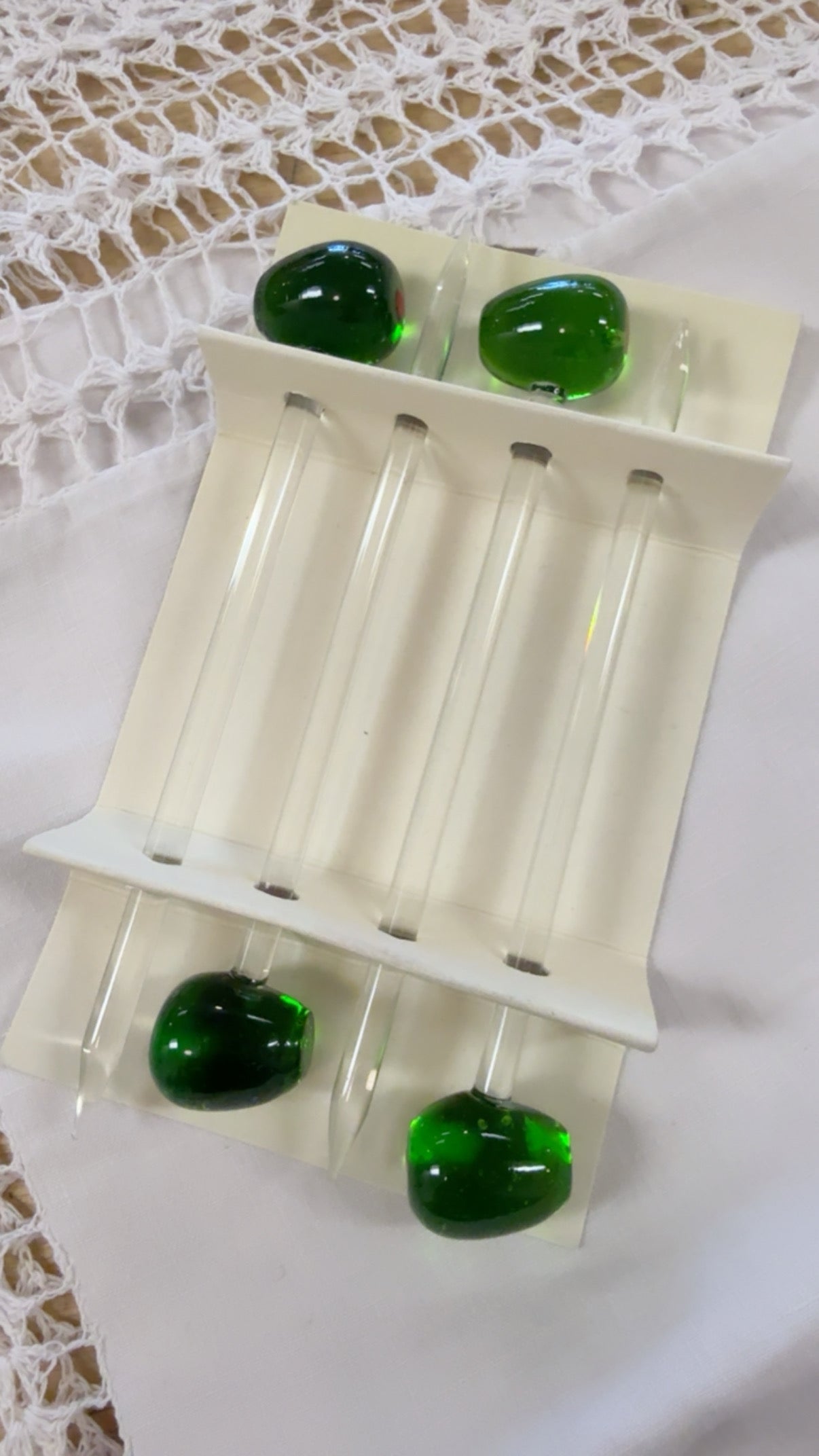 Handblown Glass Olive Swizzle Sticks