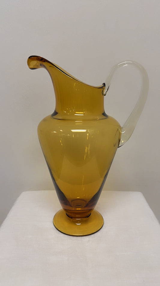 Vintage Amber Blown Glass Pitcher / Carafe