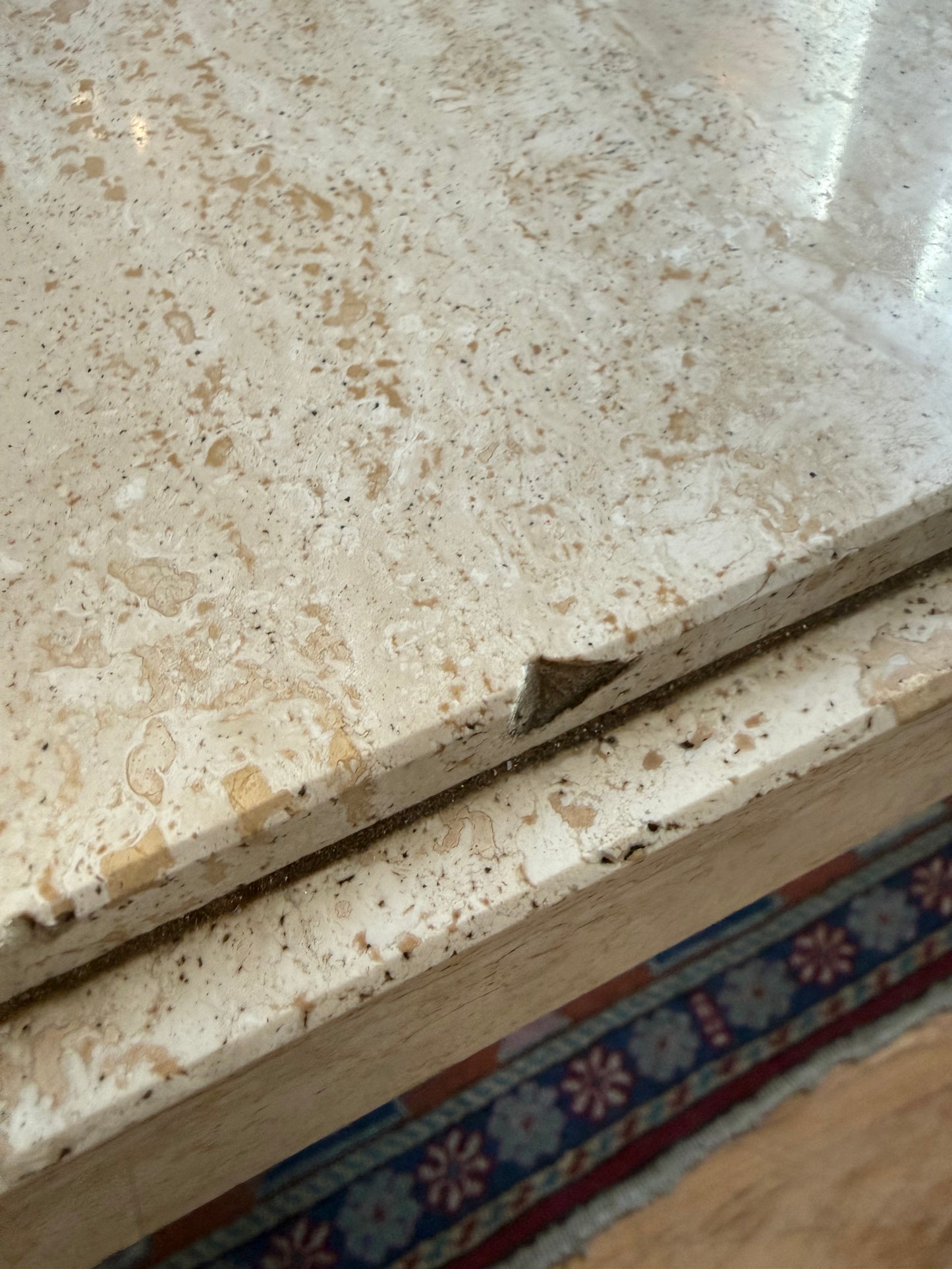 VINTAGE ITALIAN TRAVERTINE COFFEE TABLE