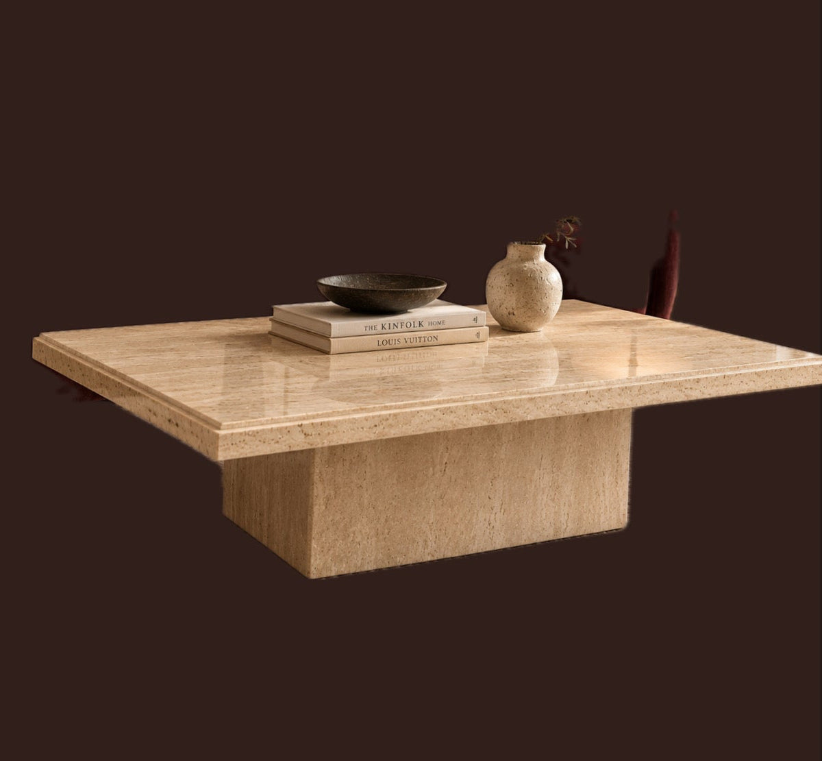 VINTAGE ITALIAN TRAVERTINE COFFEE TABLE